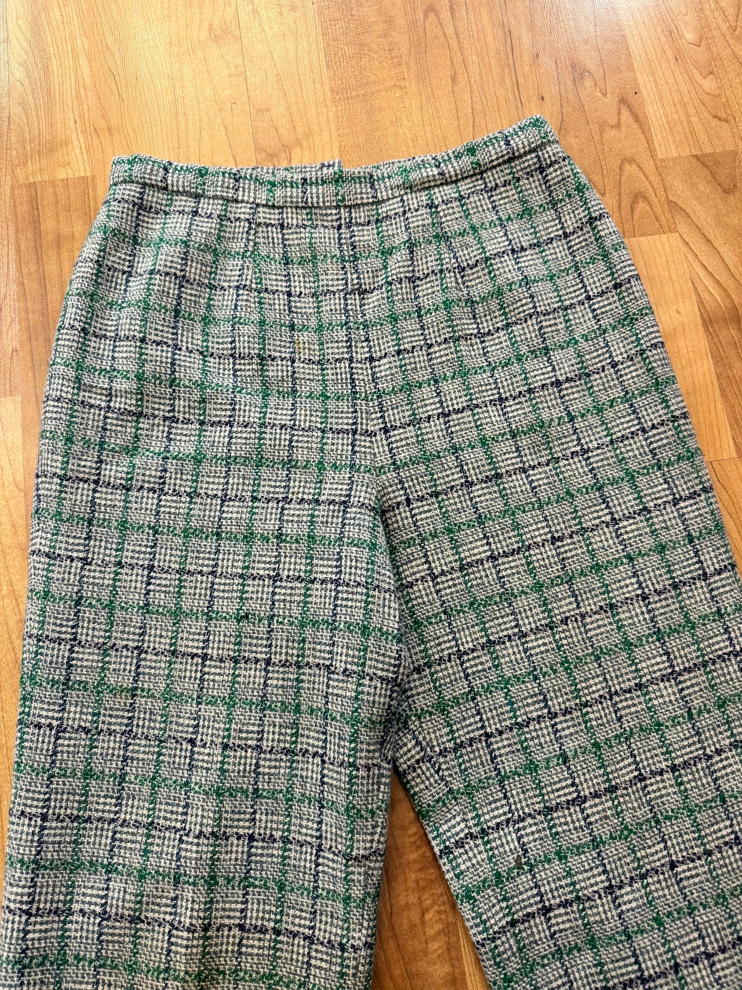 Vintage 1970s Pendleton Plaid Wool Wide Leg Pants | Waist 29”