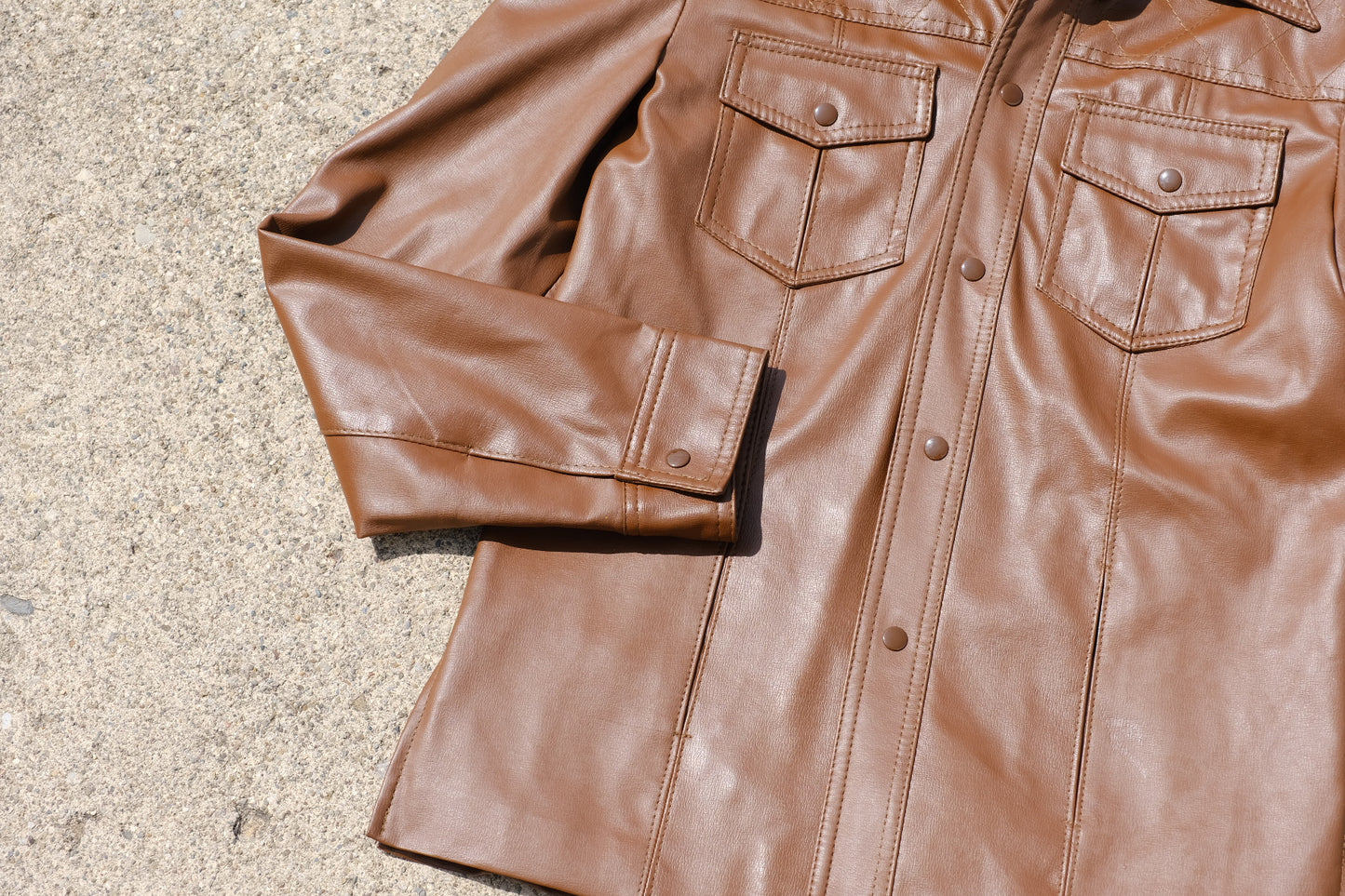 Vintage Weather-Rite Vegan Leather Jacket | Brown/Tan