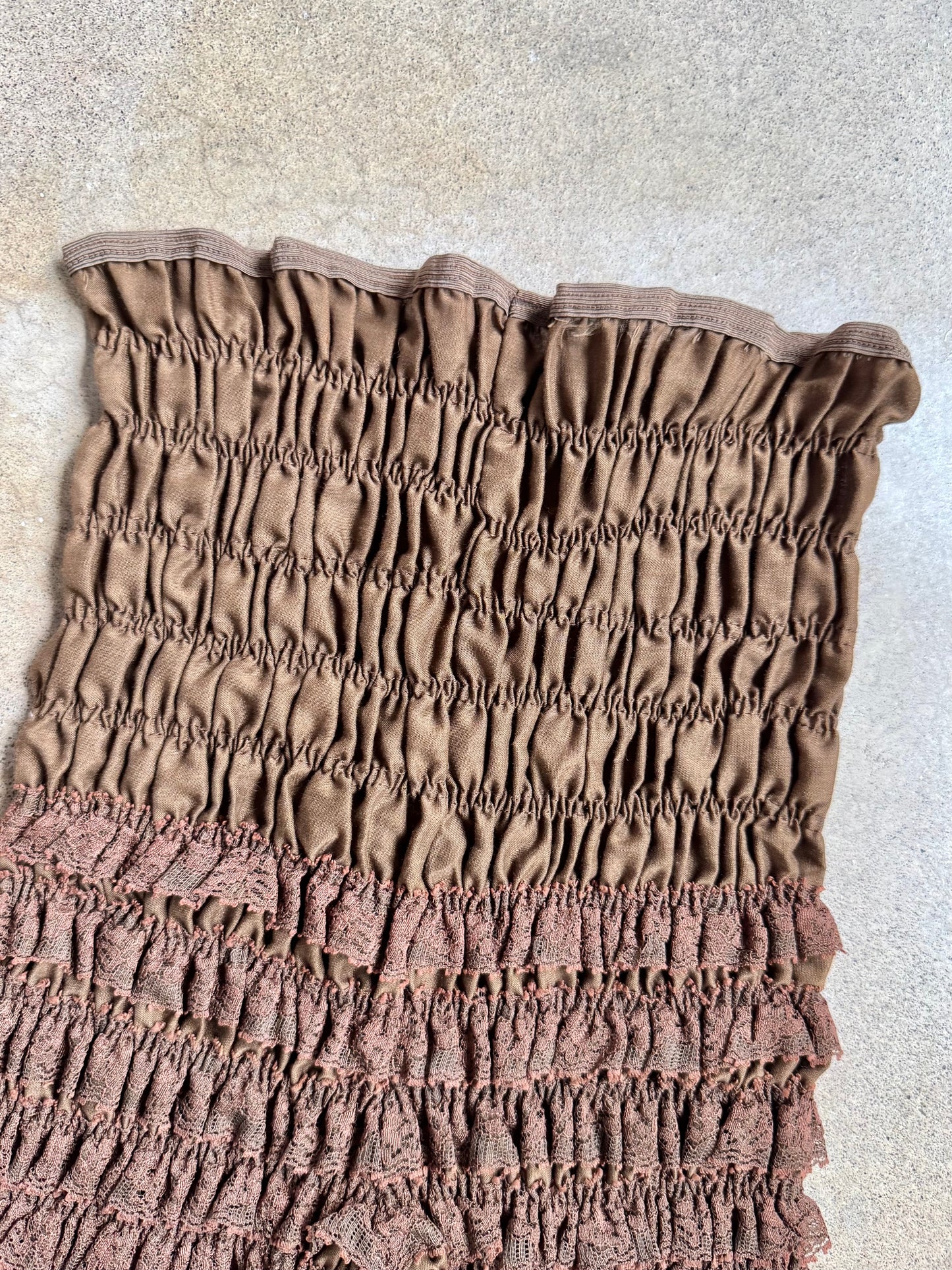 Vintage 1970s Malco Modes Brown Lace Bloomers | Medium
