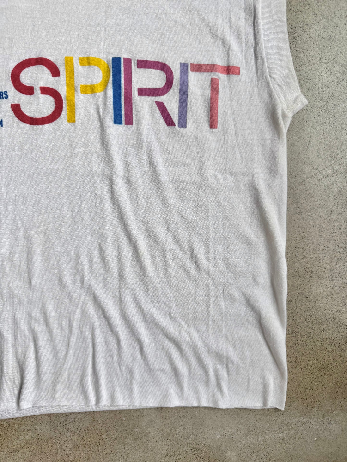 Vintage 1980s Universal Cheer Association Espirit Graphic Tank Top | Small