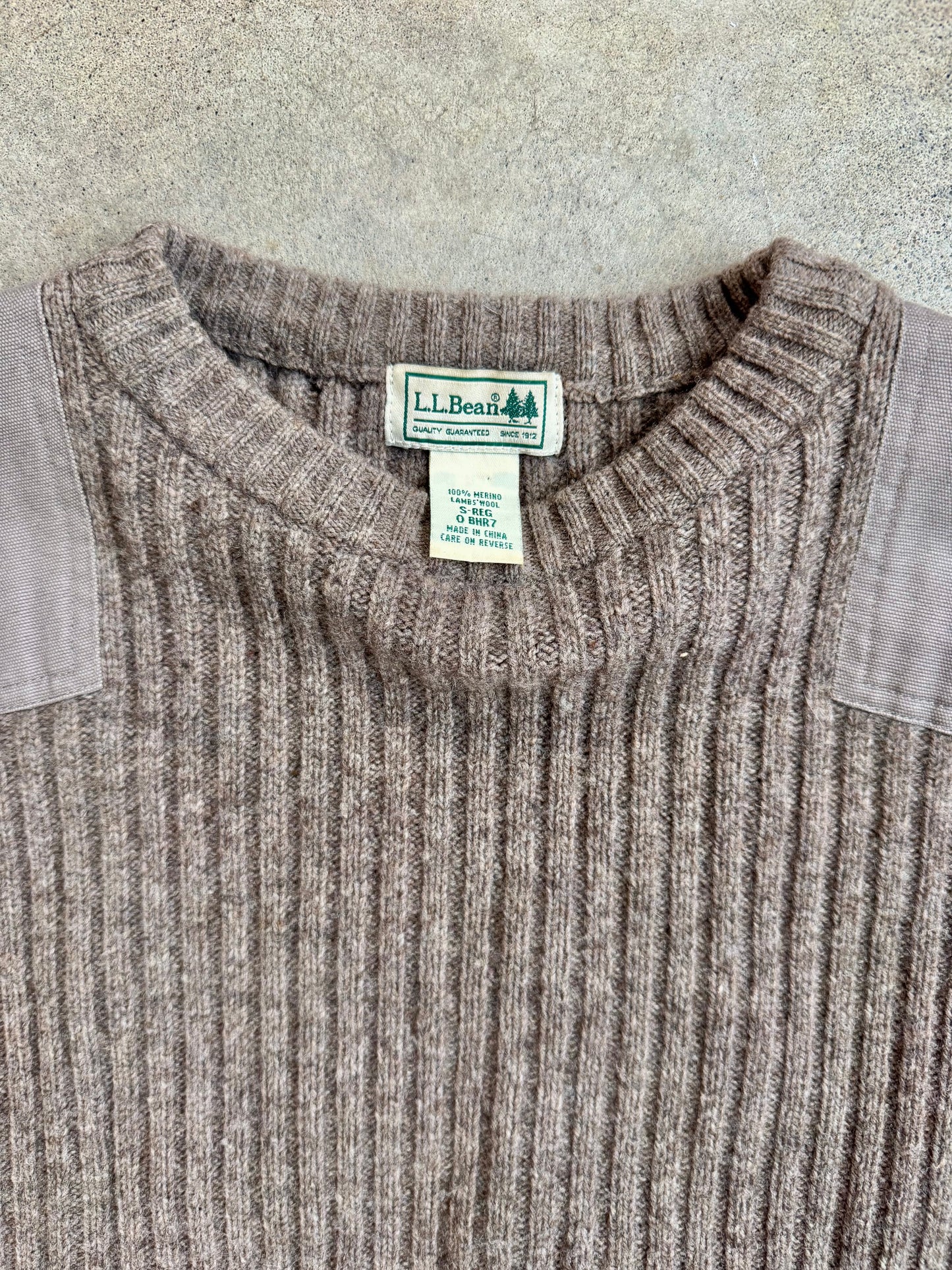 Vintage 1990s L.L. Bean Brown Military-Style Merino Wool Sweater | Small