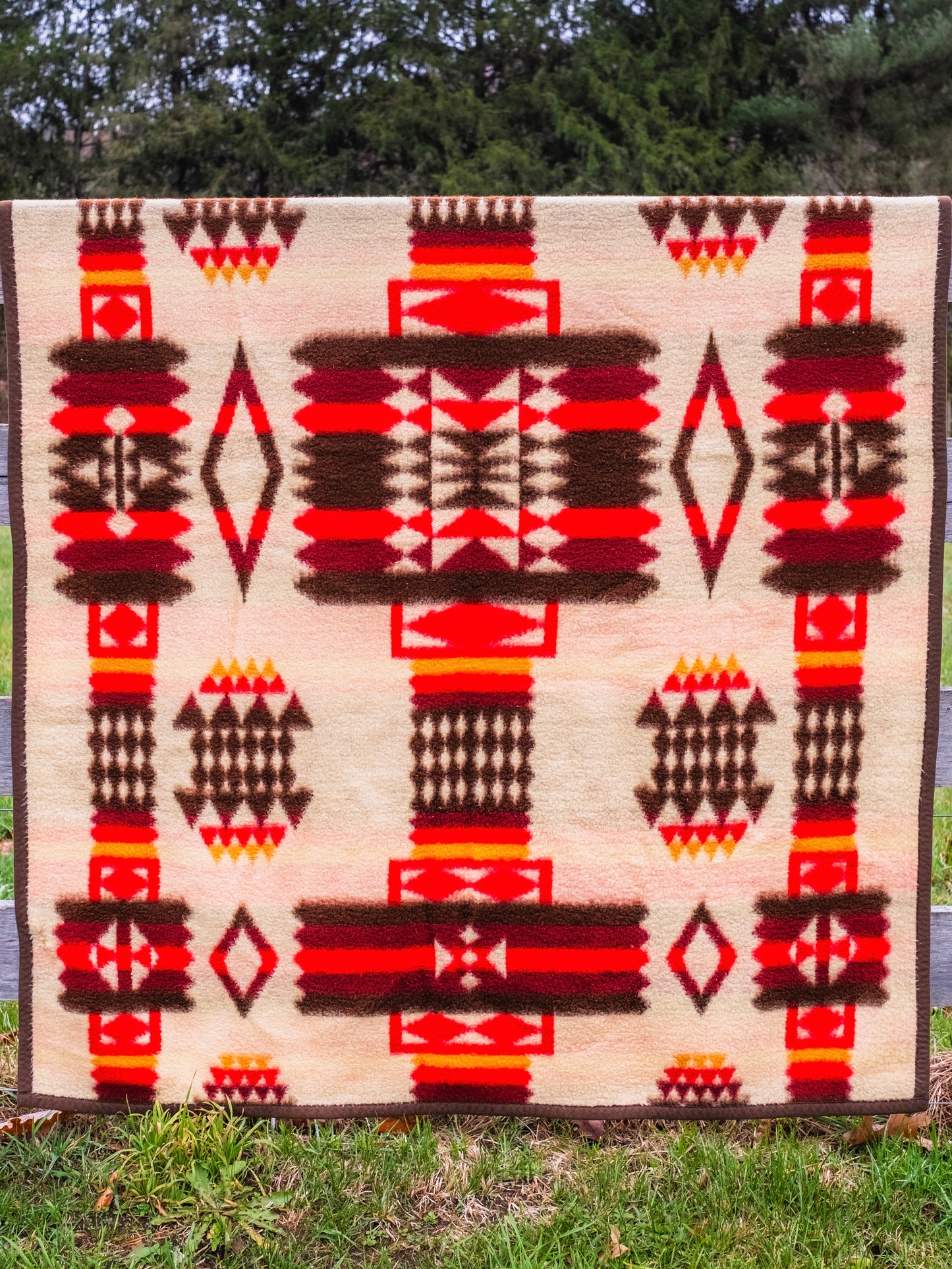 Vintage 1960s Cannon Ibena Southwest Pattern Blanket