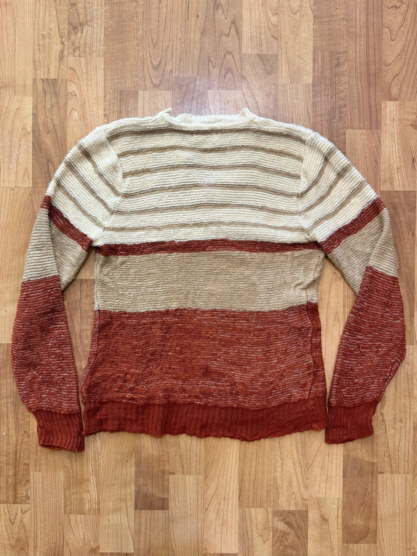 Vintage 1970s Joshua Striped V-Neck Sweater | Small