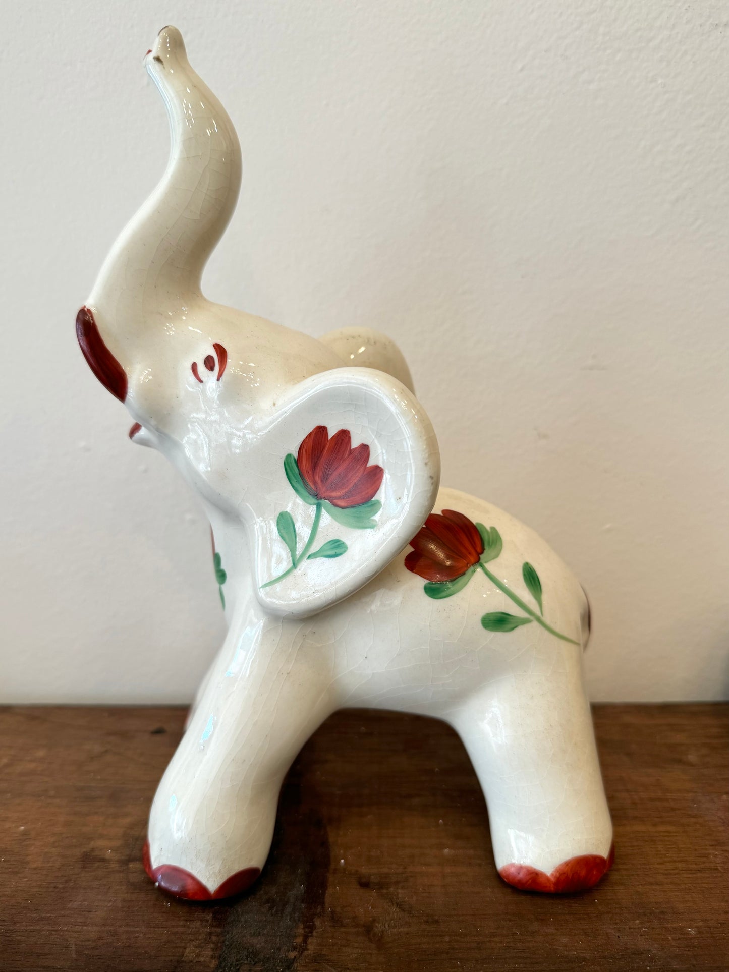 Vintage Plichta Hand Painted Ceramic Elephant