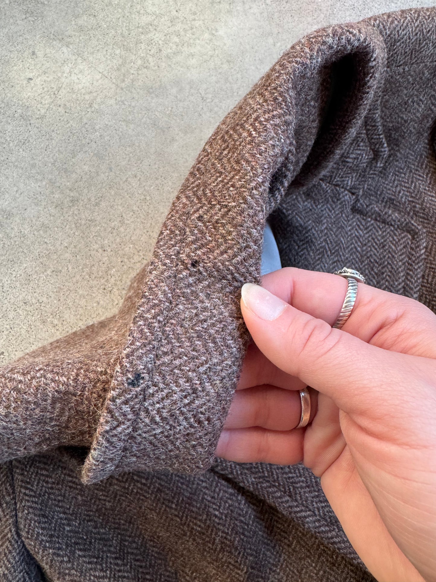 Vintage 1990s L.L. Bean Brown Herringbone Tweed Wool Blazer | M/L