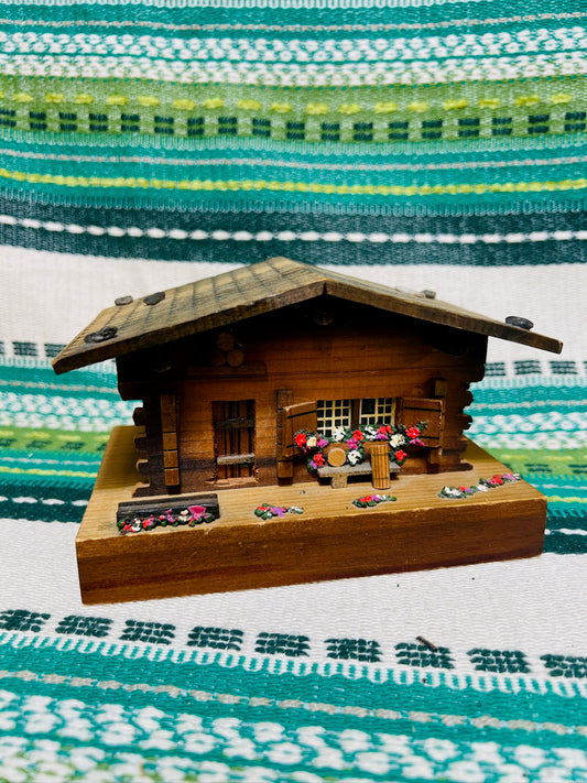 Vintage 1950s Swiss Wooden House Music Box