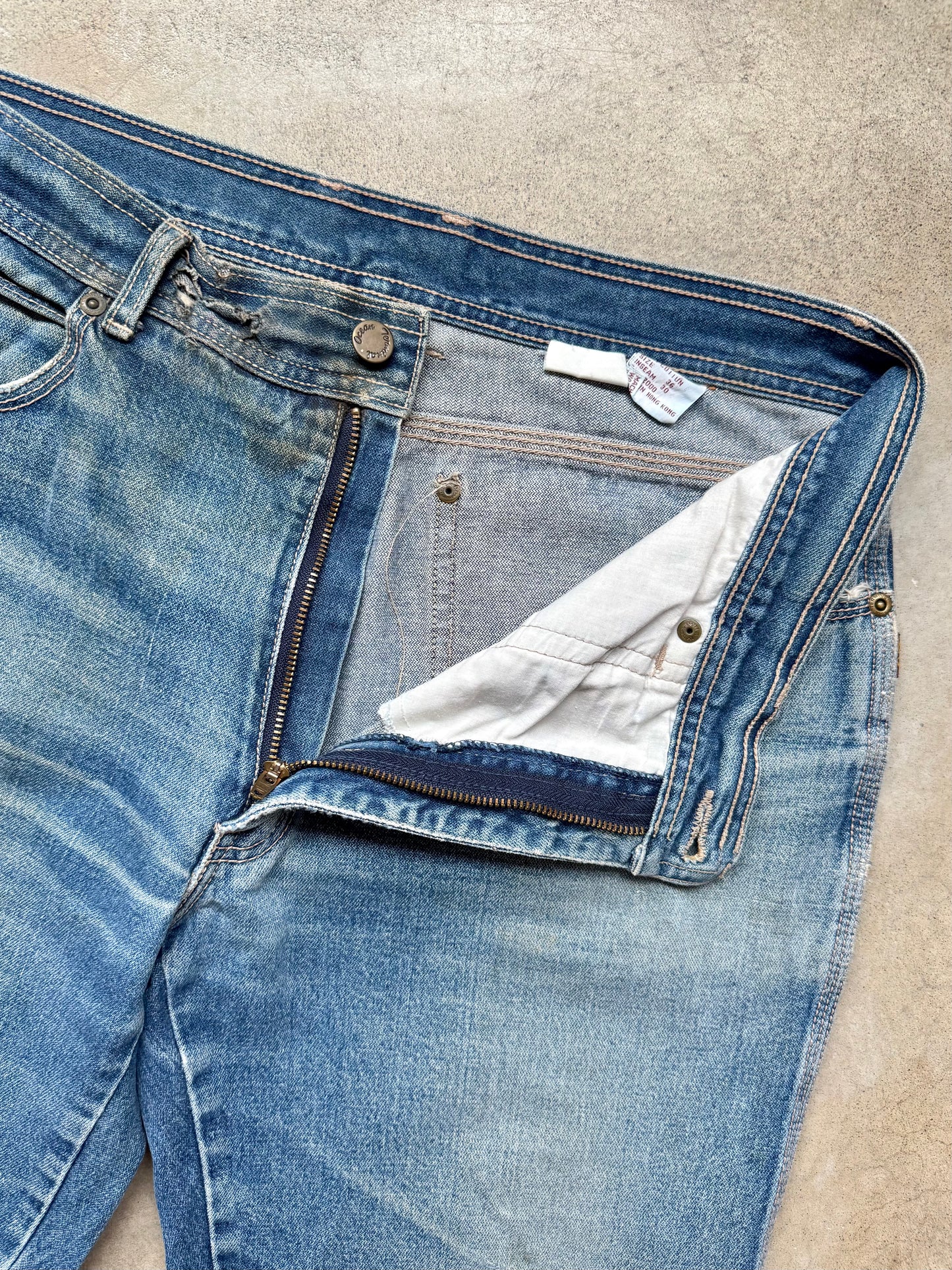 Vintage 1970s Ocean Terminal Distressed Bootcut Jeans | Waist 34”