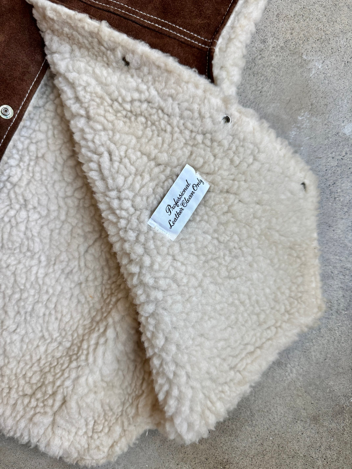Vintage 1970s Sears “The Leather Shop” Brown Suede Sherpa Lined Vest | Medium