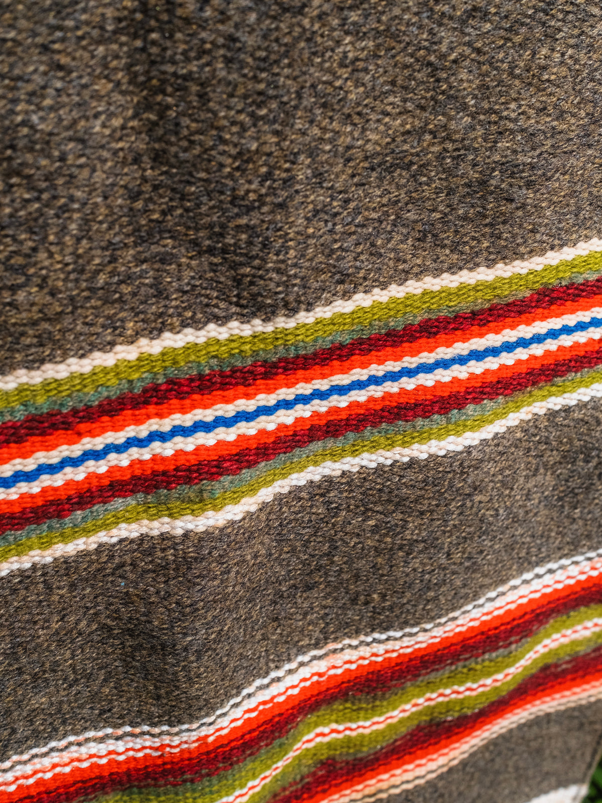 Vintage Southwestern Woven Wool Fringe Trim Chimayo Rug