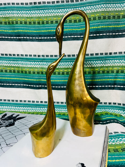 Vintage MCM Brass Bird Set