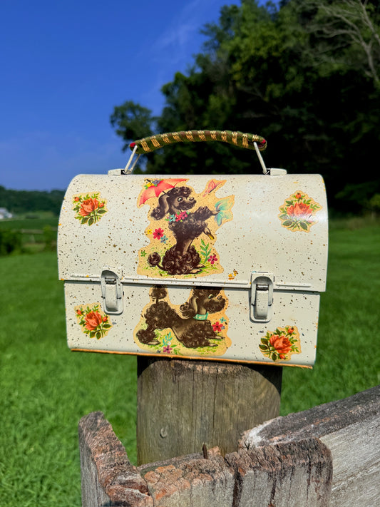 Vintage 1950s Poodle Print Toolbox Handbag
