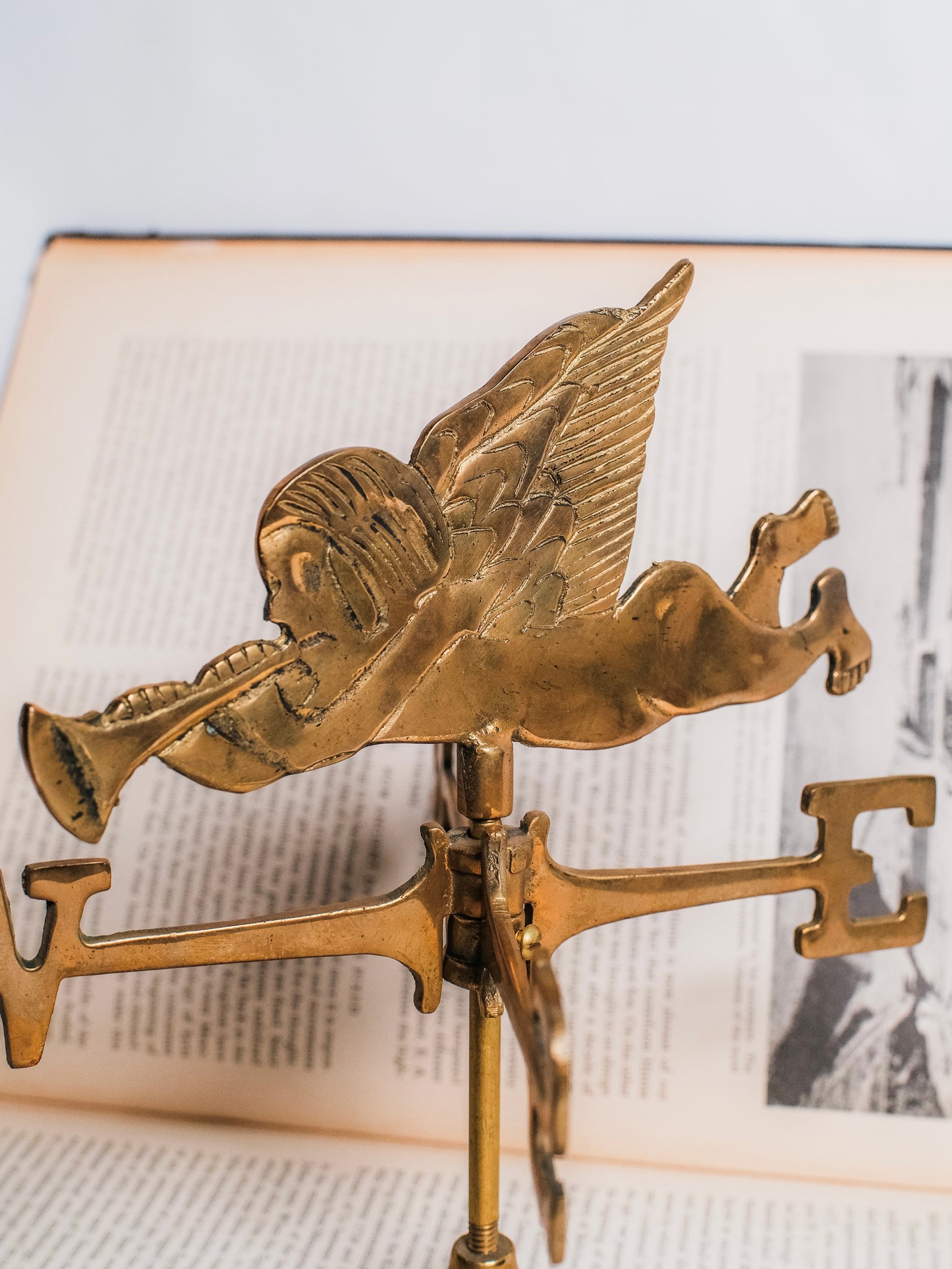 Vintage 1950s Solid Brass Angel Weathervane