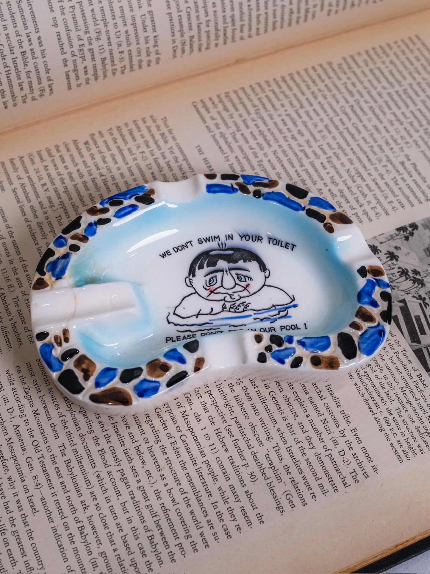 Vintage 1960s Ceramic "We Don't Swim in your Toilet..." Ashtray