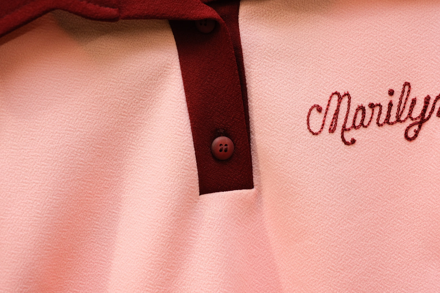 Vintage Hill & Hamilton Marilyn Chainstitch Pink Bowling Shirt