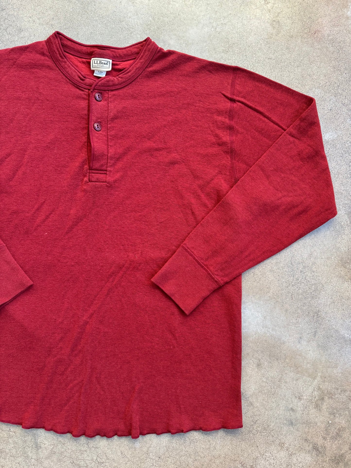 Vintage L.L. Bean River Drivers Red Wool-Blend Henley Shirt | XL