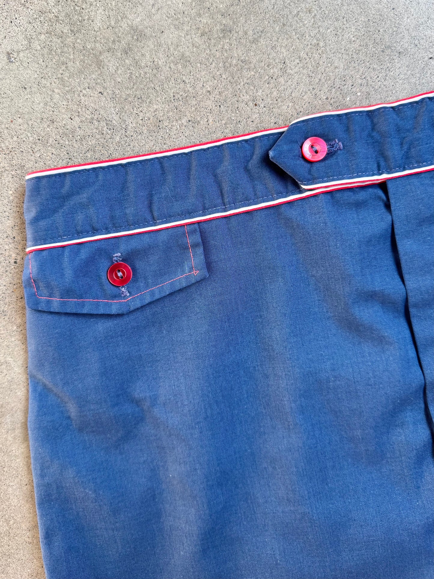 Vintage 1960s Navy Blue & Red Swim Shorts | Large