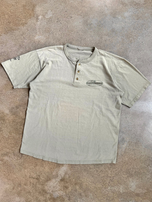 Vintage 1980s Monadnock Harley Davidson Short Sleeve Henley Tee | Large