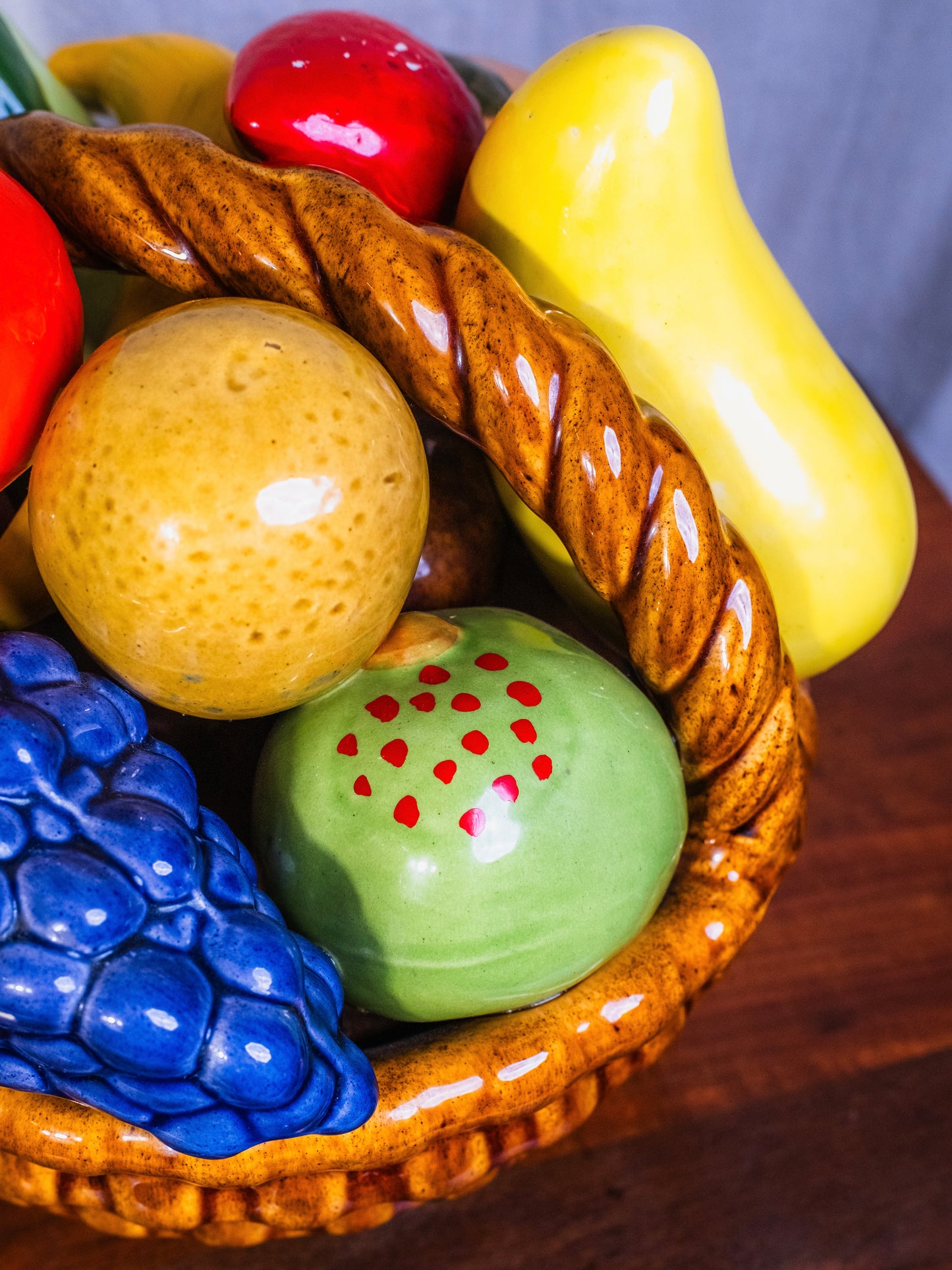 Vintage 1970s Ceramic Fruit Basket Centerpiece