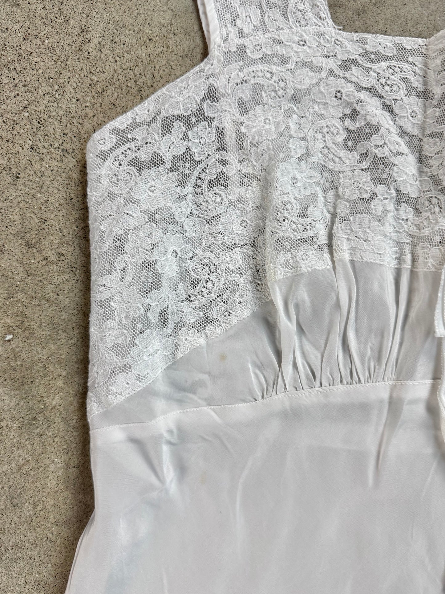 Vintage 1940s Skylon White Lace Nightgown Slip Dress | Small