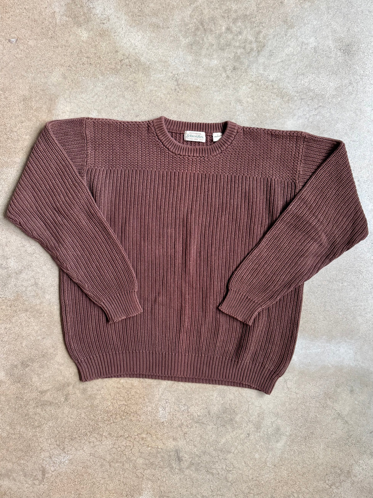 Vintage 1990s St. John’s Bay Brown Cotton Knit Crewneck Sweater | Medium
