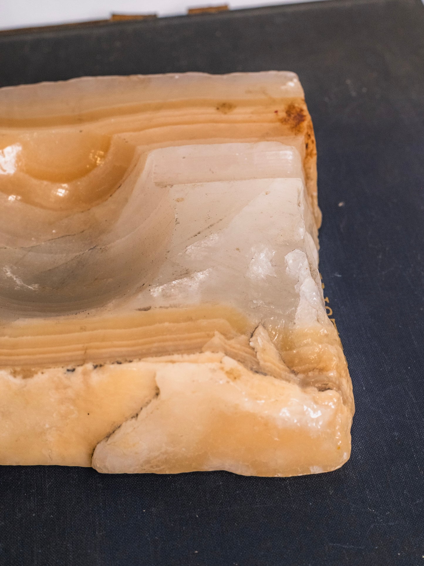 Vintage 1950s Carved Onyx Ashtray