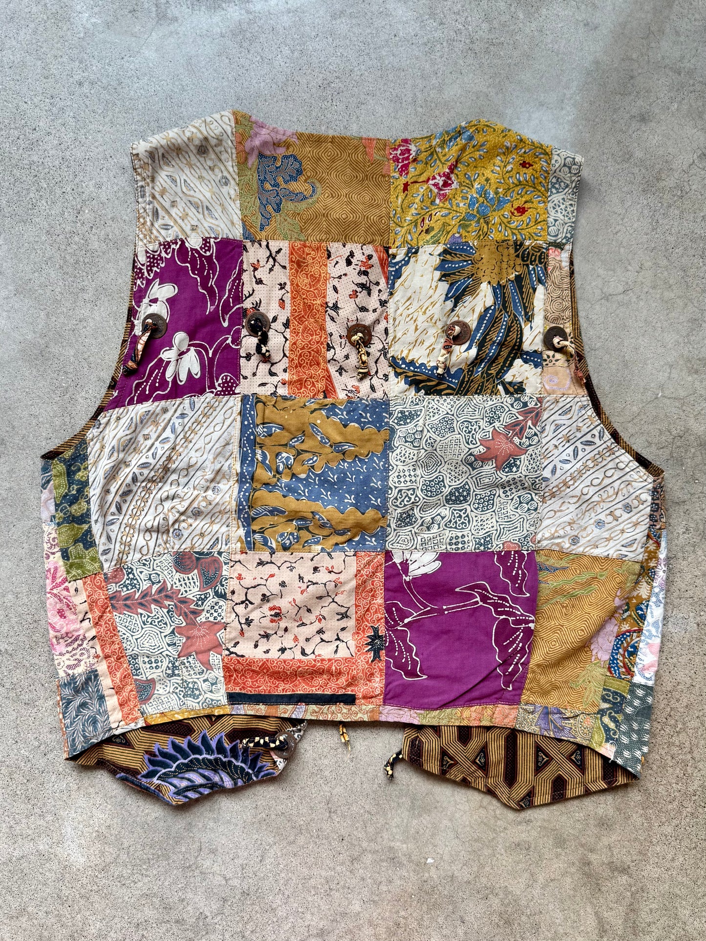 Vintage Webebop Cotton Patchwork Vest | Large