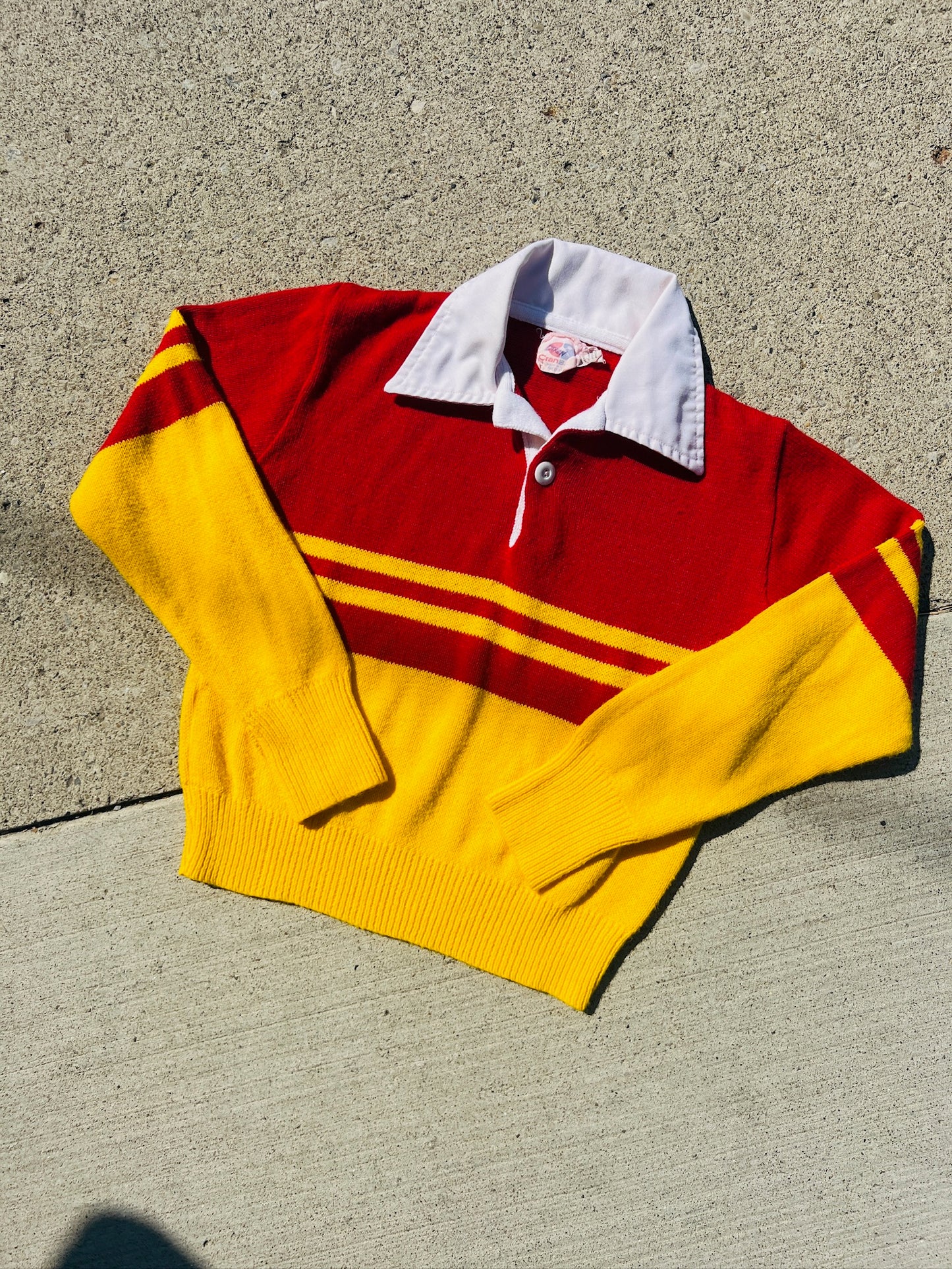 Vintage 1980s CranBarry Red/Yellow Polo Cheer Sweater