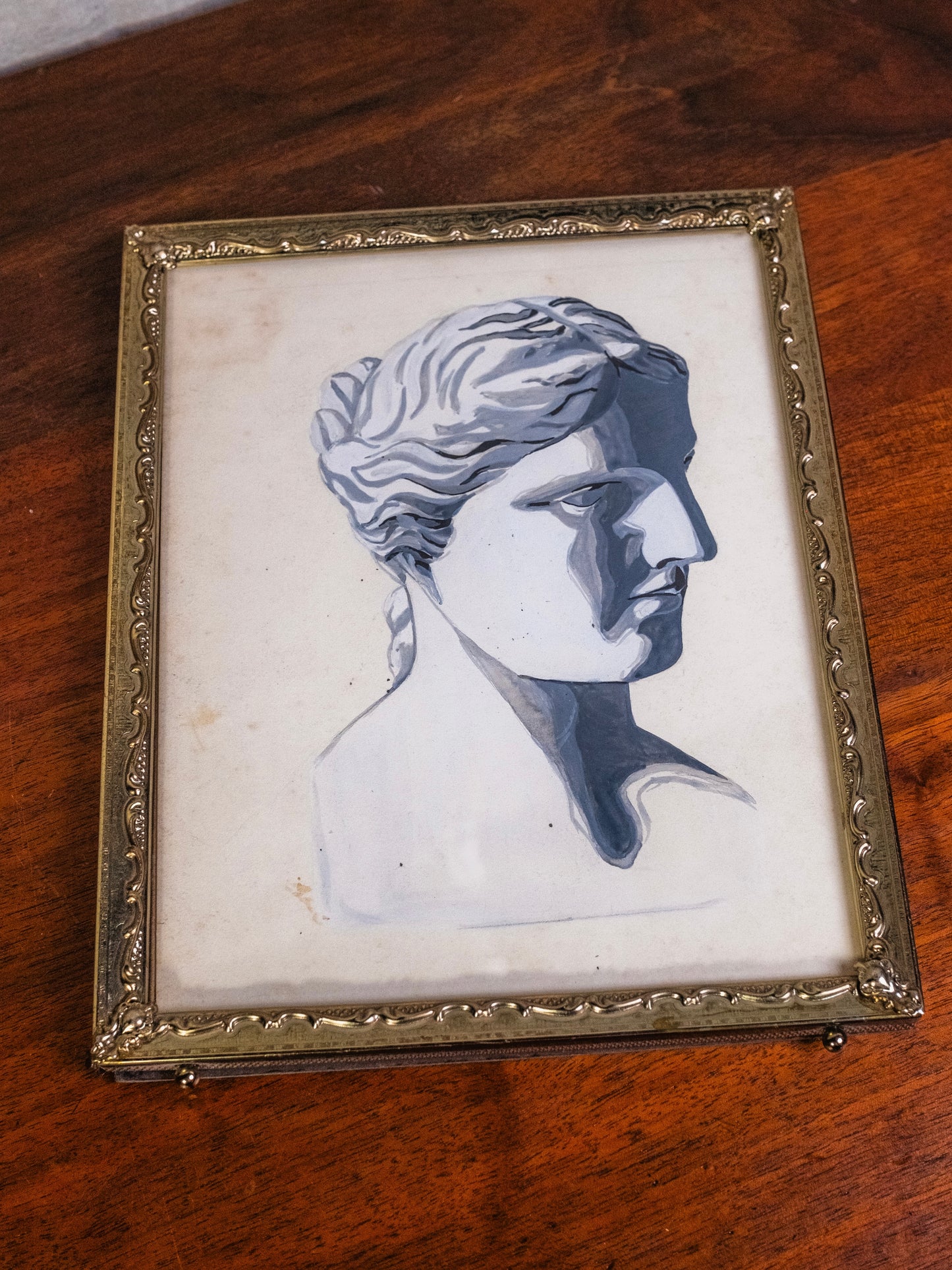 Vintage Framed Eleanor Durr Ancient Greek Bust Painting
