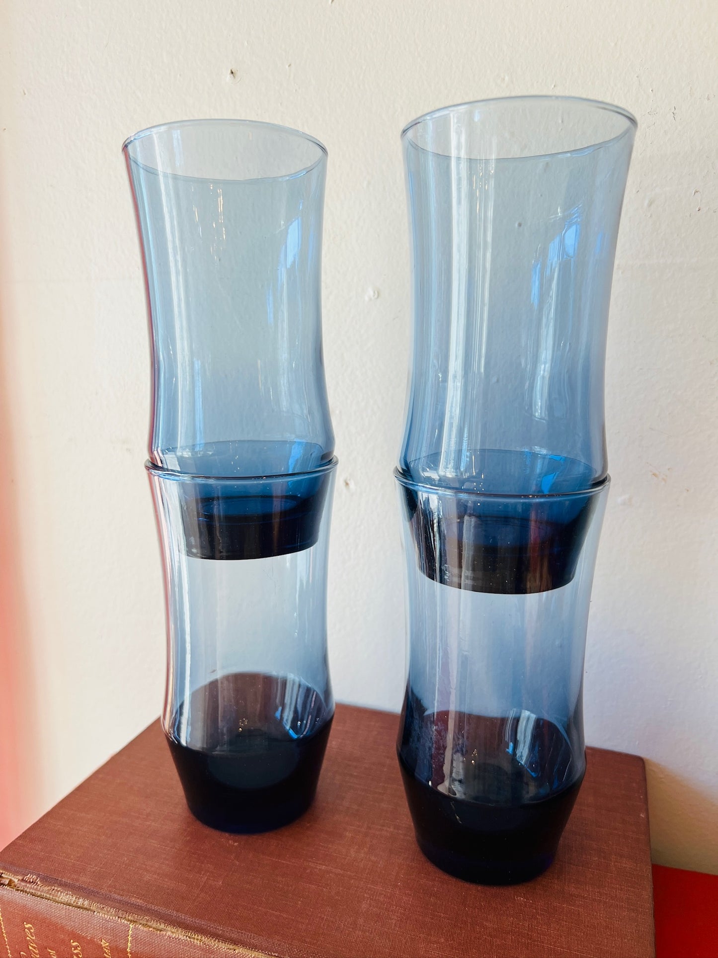 Vintage 1960s/70s Libbey Apollo Blue Glass Tumblers | Set of 4