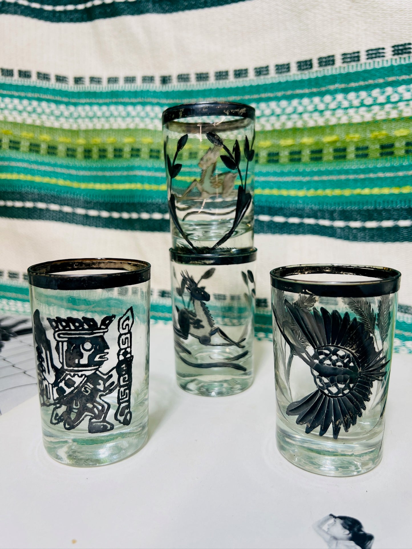 Vintage 1950s Etched Glasses (set of 4)