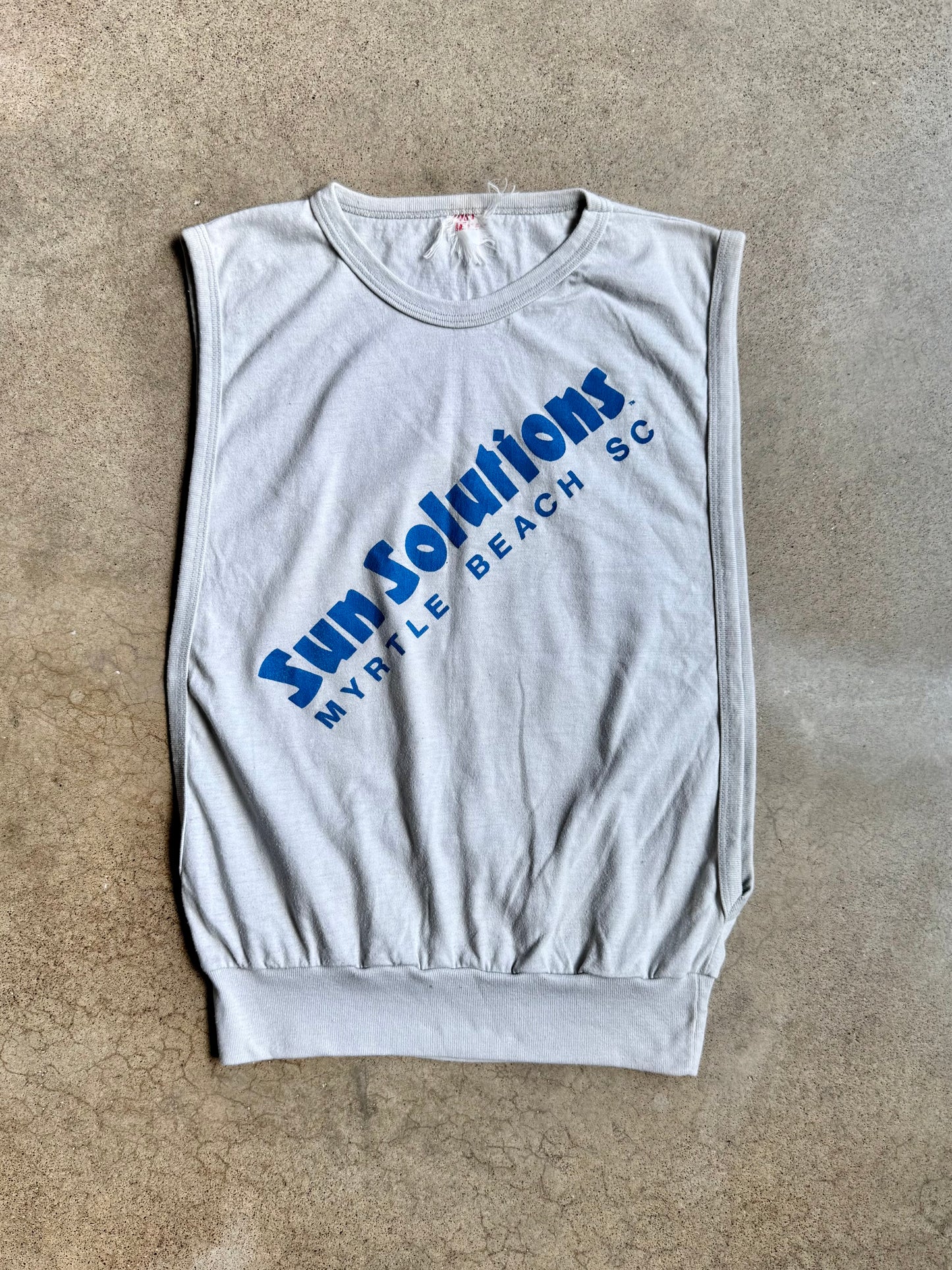 Vintage 1980s Sun Solutions Tanning Open-Side Muscle Tank | Medium
