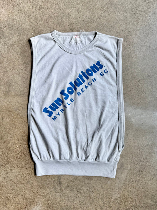 Vintage 1980s Sun Solutions Tanning Open-Side Muscle Tank | Medium