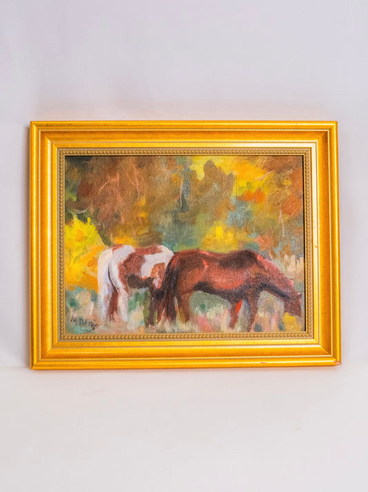 Framed & Signed Margaret Brown Davis "Wild Horses" Oil on Canvas Painting