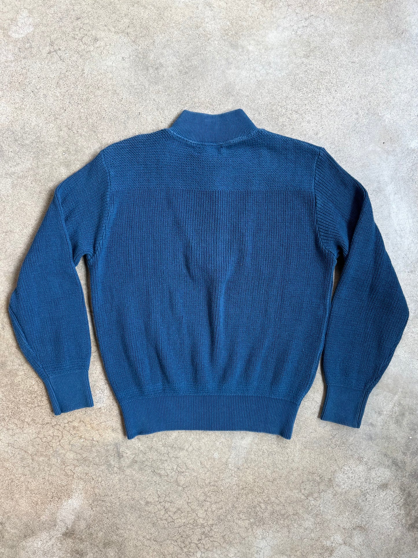 Vintage 1990s L.L Bean Blue Cotton Henley Fisherman Sweater | Small