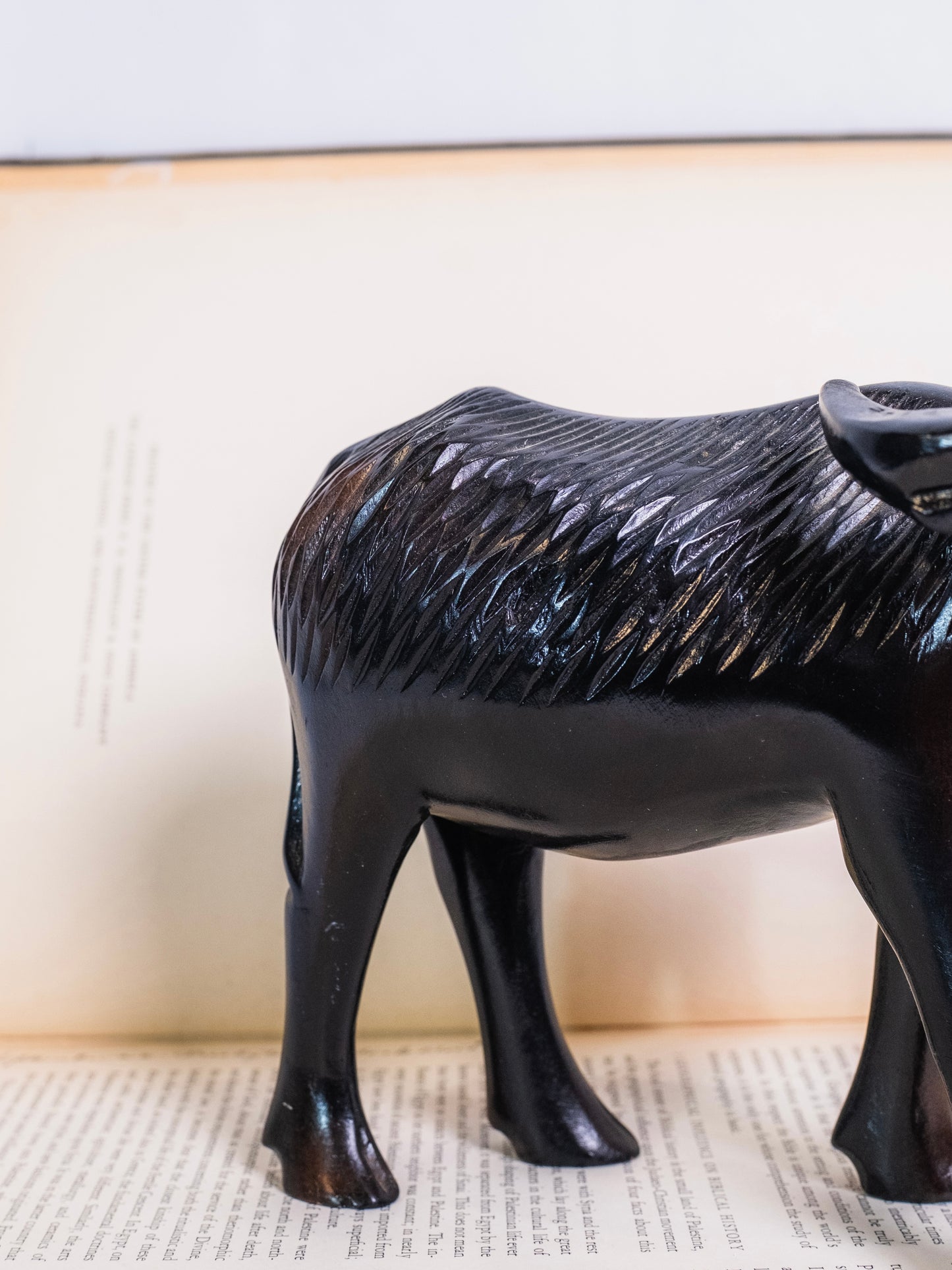 Vintage 1950s Wood-Carved Water Buffalo