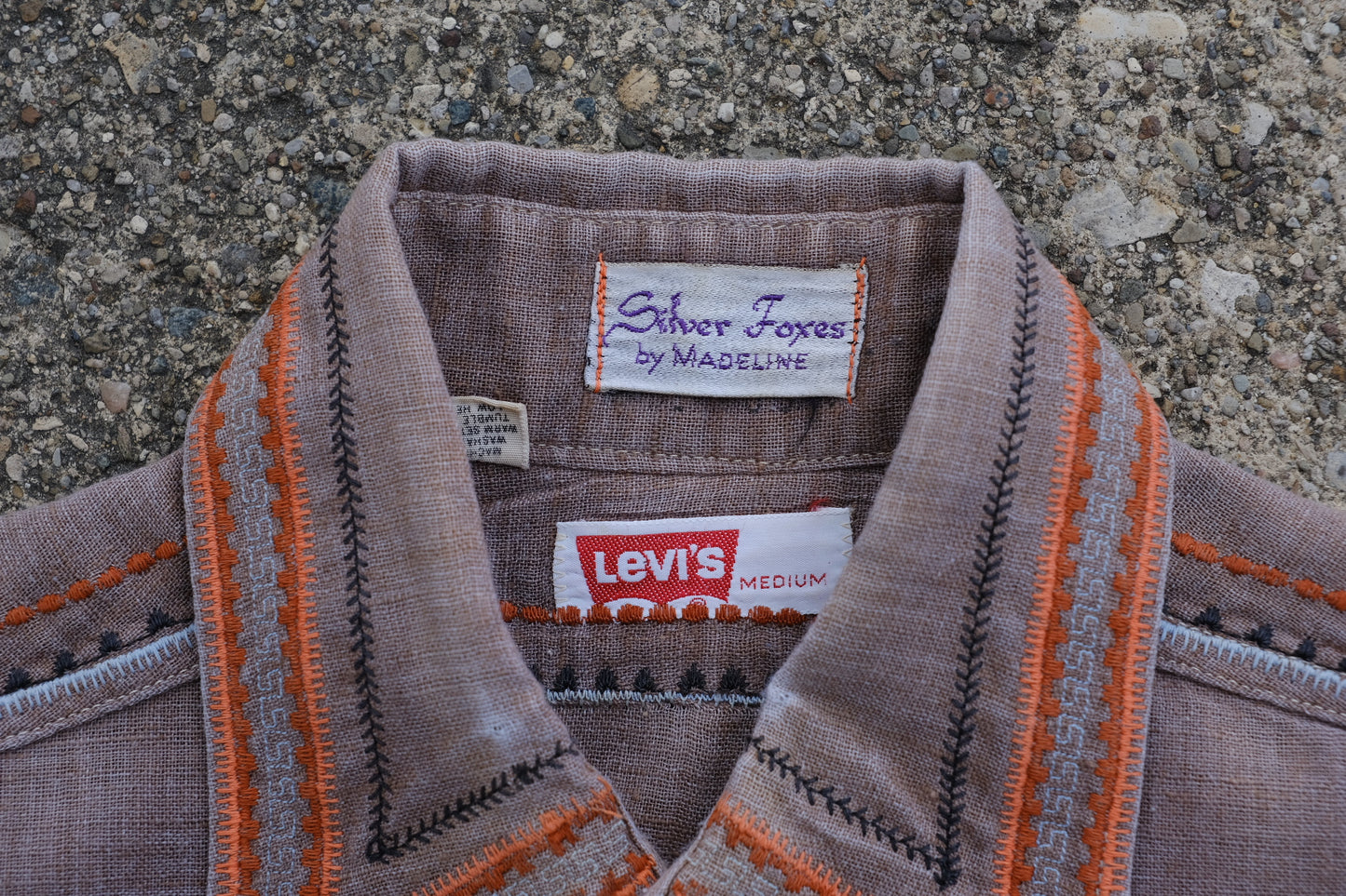 Levi's "Silver Fox" Brown/Tan Embroidered Western Shirt