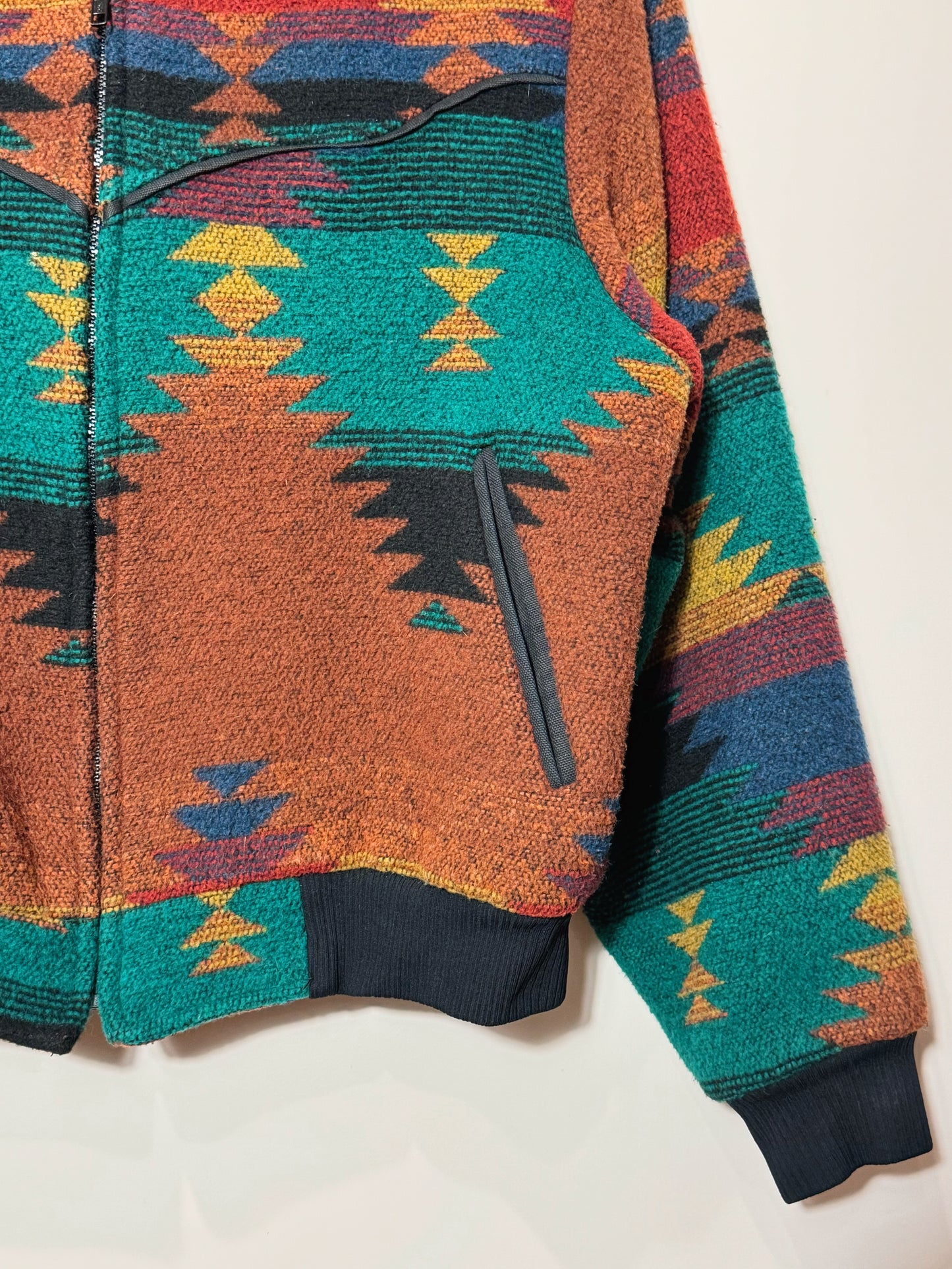 Vintage 1980s Pioneer Wear Southwestern Wool Bomber Jacket