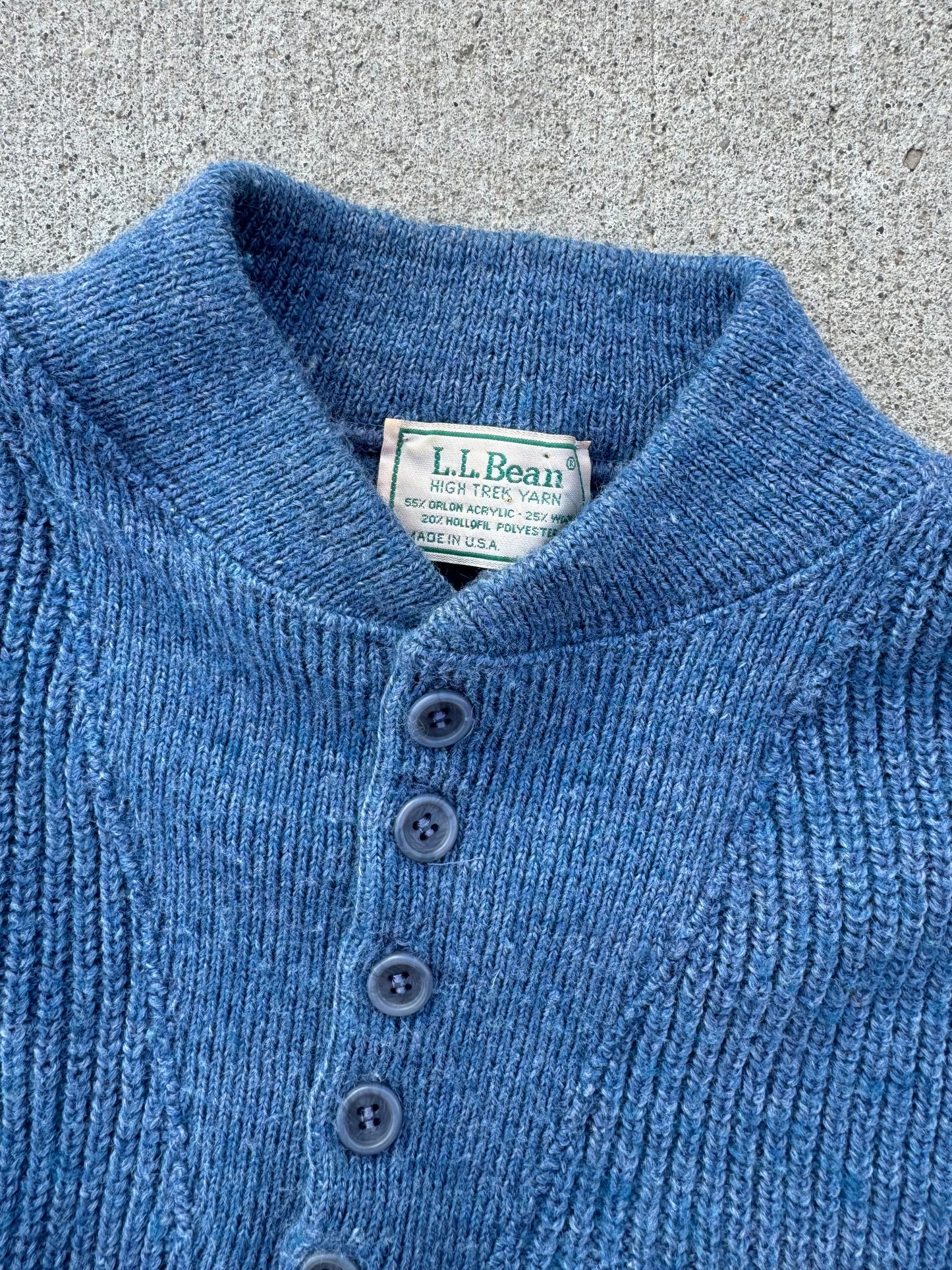 Vintage L.L. Bean High Trek Blue Henley Sweater | Medium