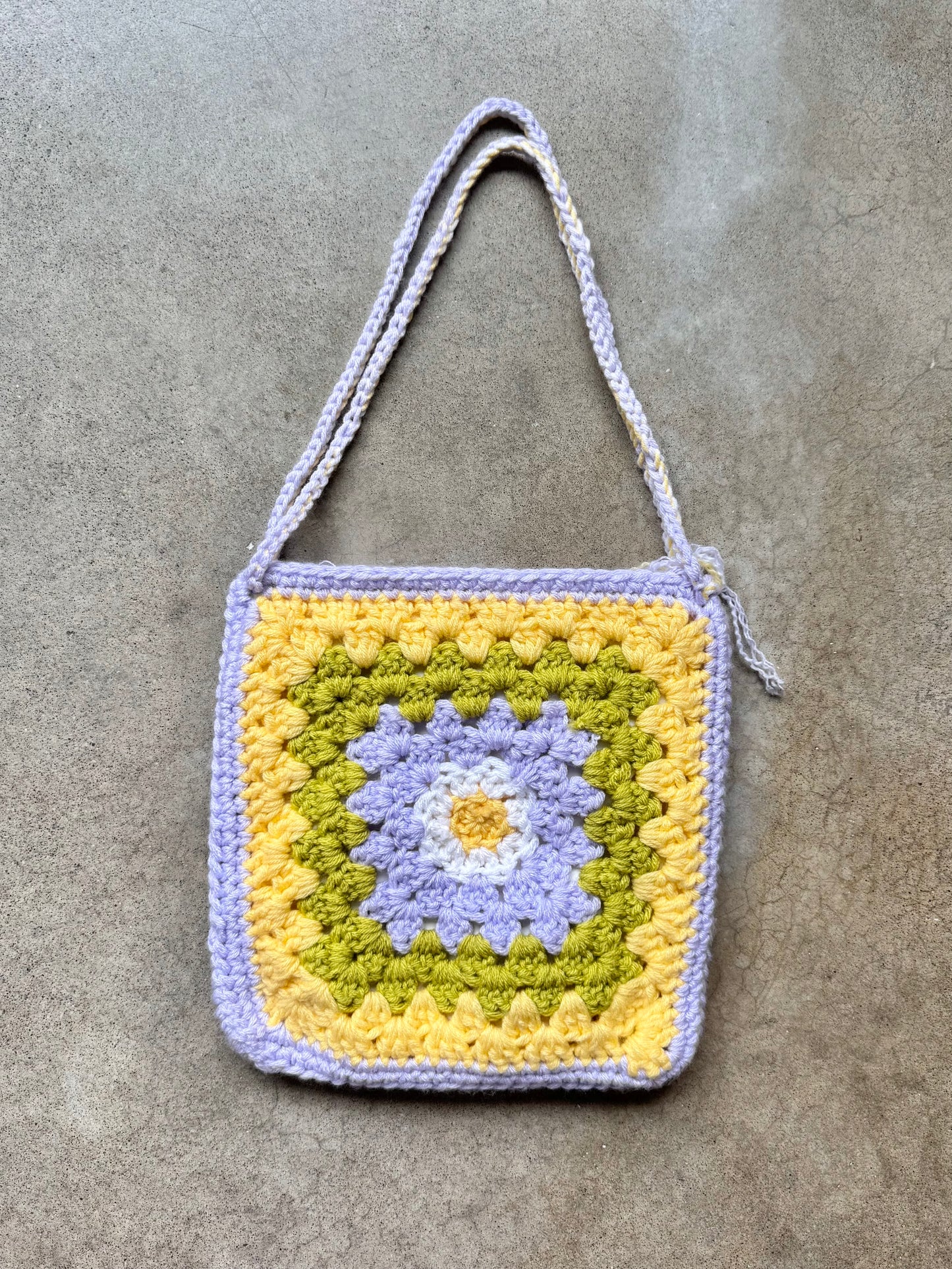 Handmade Floral Crochet Granny Square Bag
