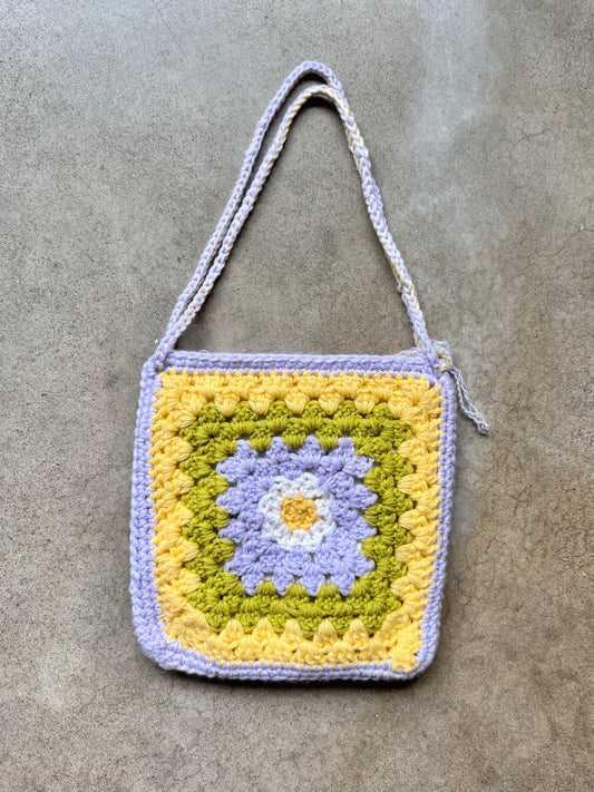 Handmade Floral Crochet Granny Square Bag