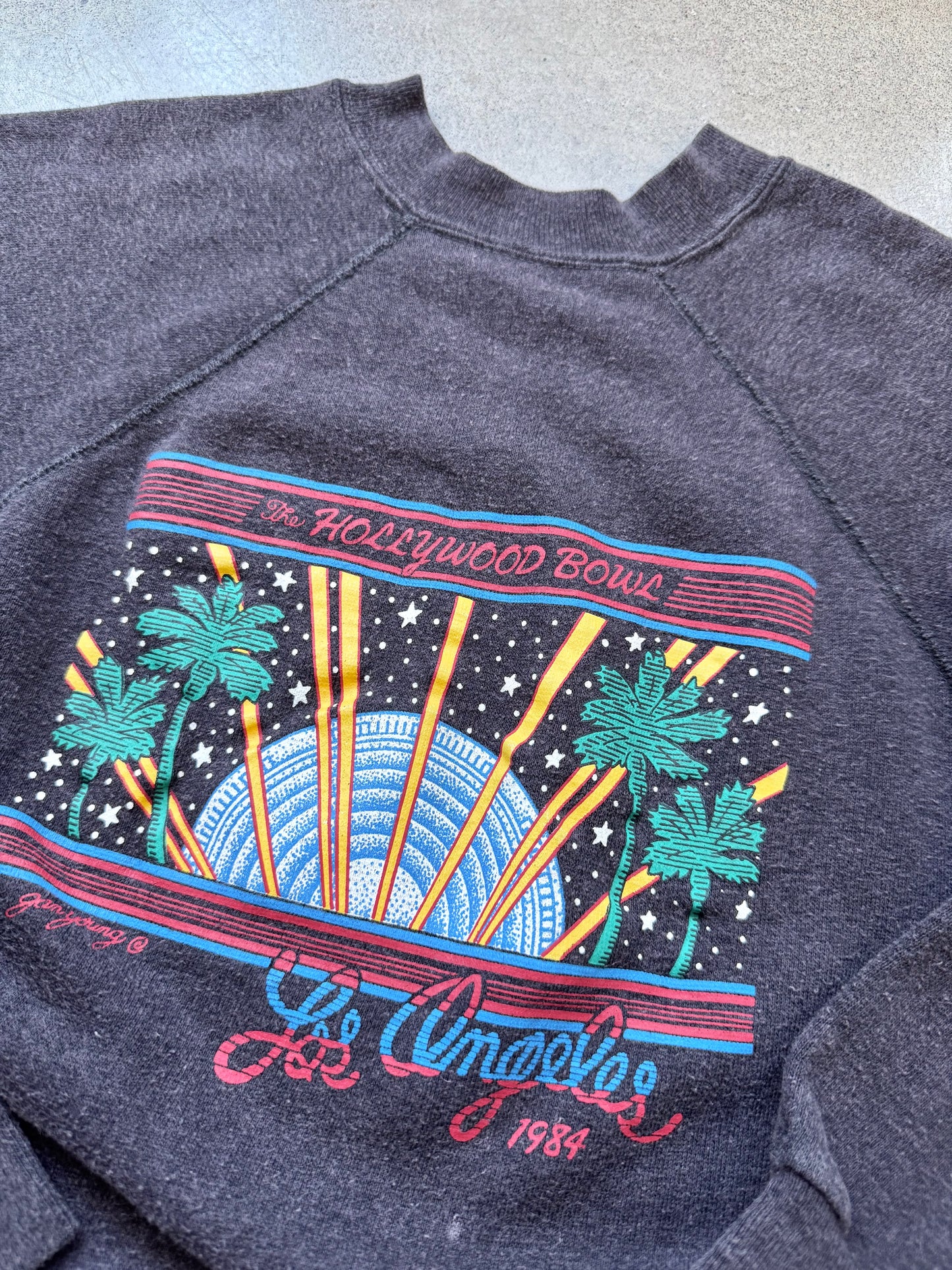 Vintage 1984 Hollywood Bowl Graphic Raglan Sweatshirt | Youth M/L
