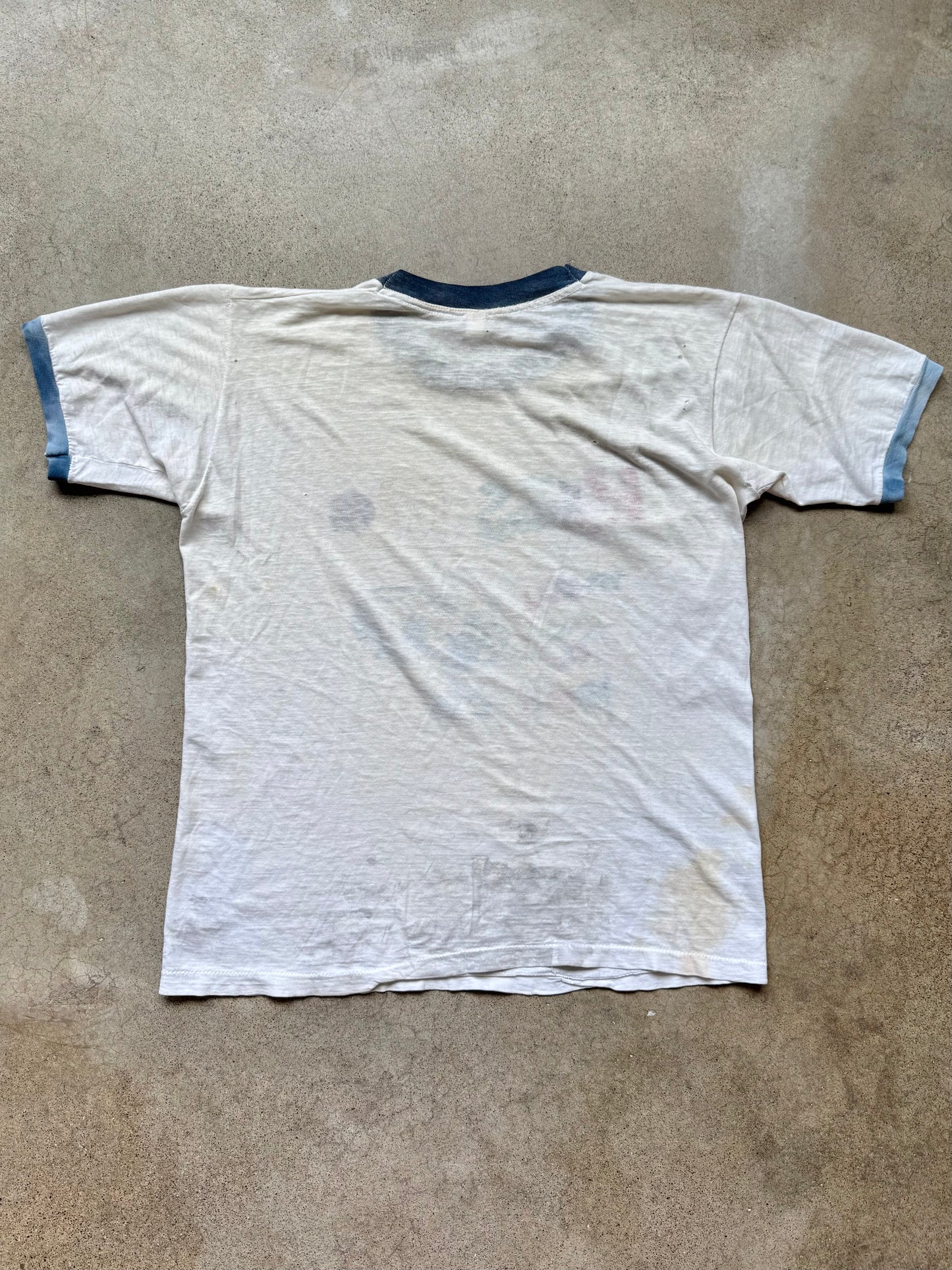 Vintage 1970s Distressed “Kiss Me I May Be A Prince” Graphic Ringer Tee | Medium