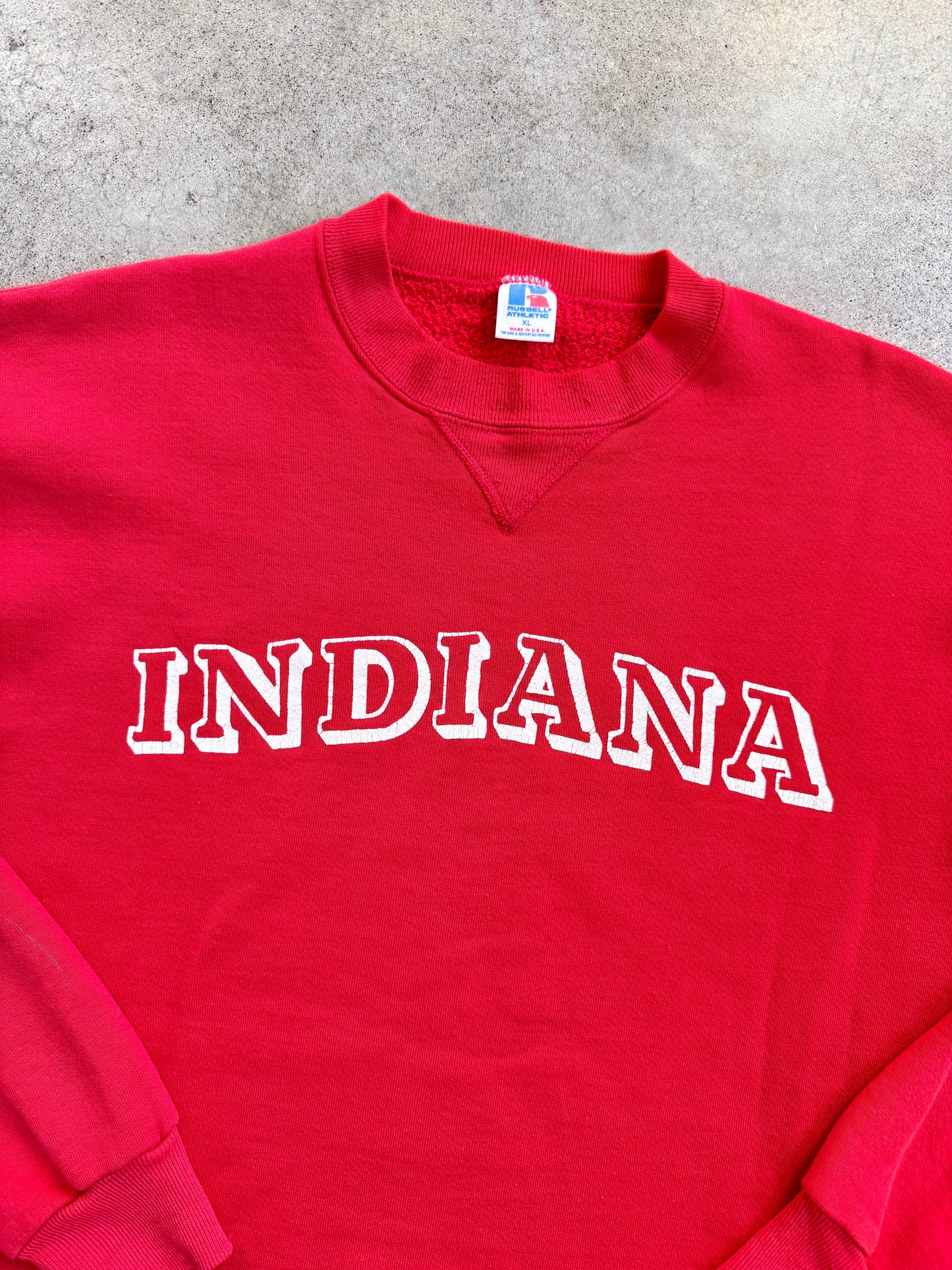 Vintage 1990s Russell Athletics Red Indiana University Sweatshirt | XL