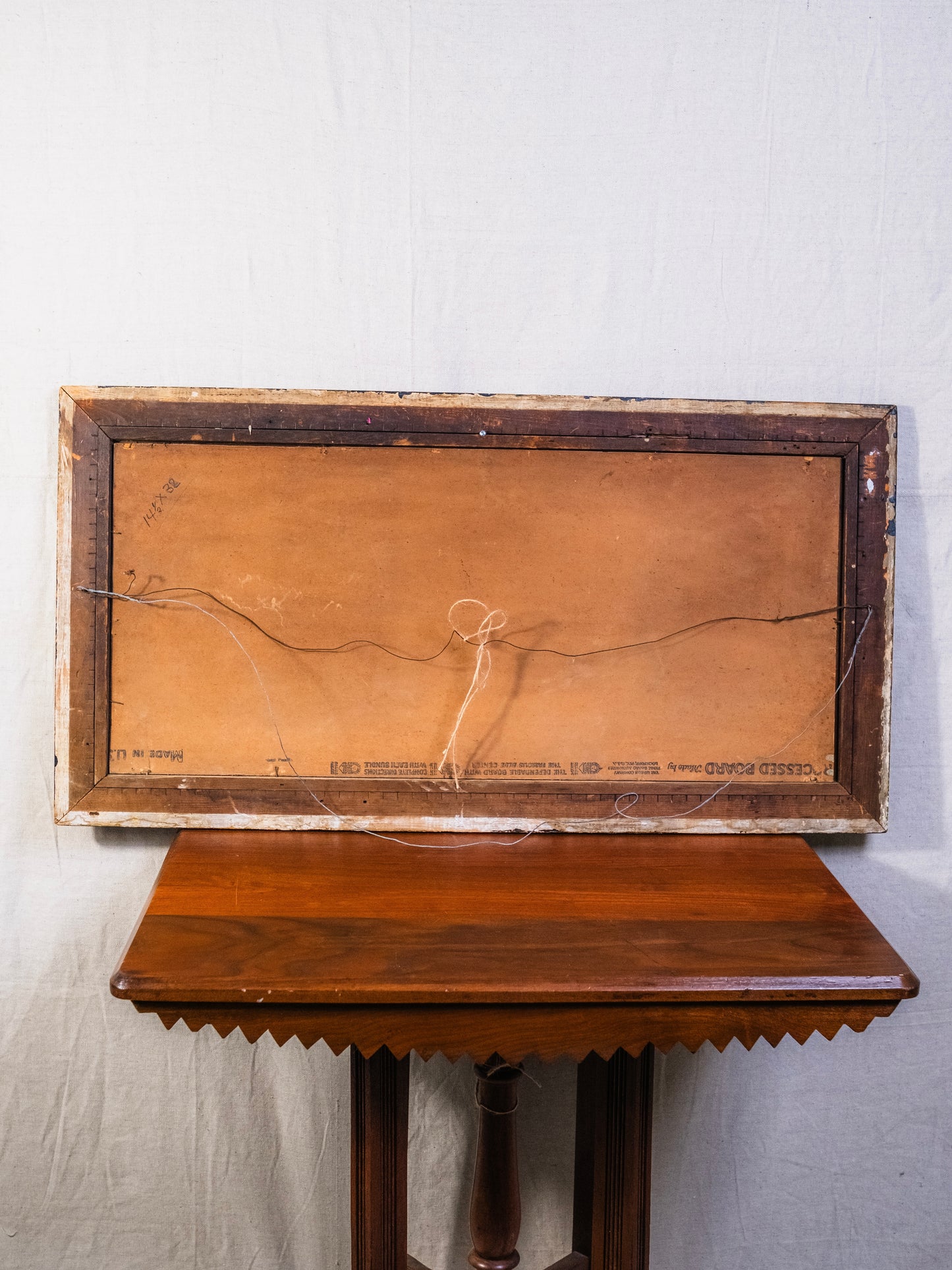 Vintage 1940s Framed Rustic Folk Art Farm Landscape Oil on Board Painting