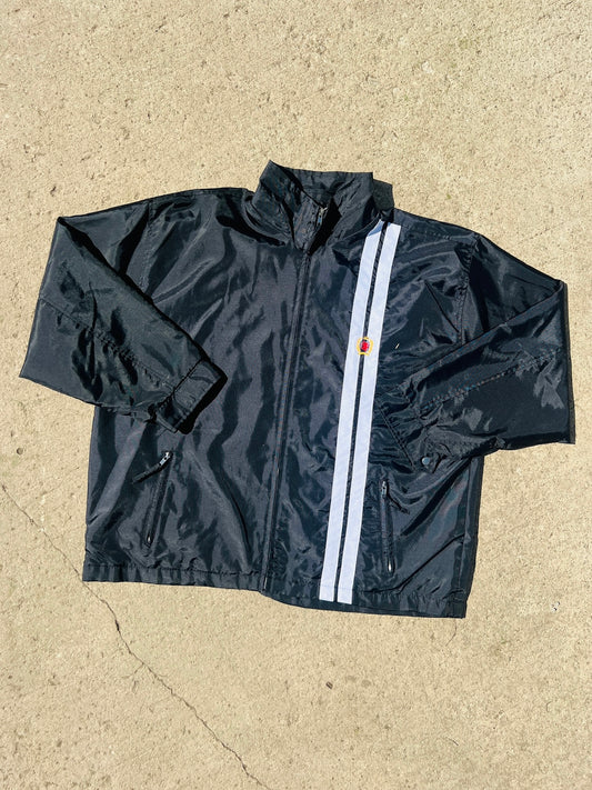 Y2K Tommy Hilfiger Black Racing Stripe Zip-Up Jacket | Large