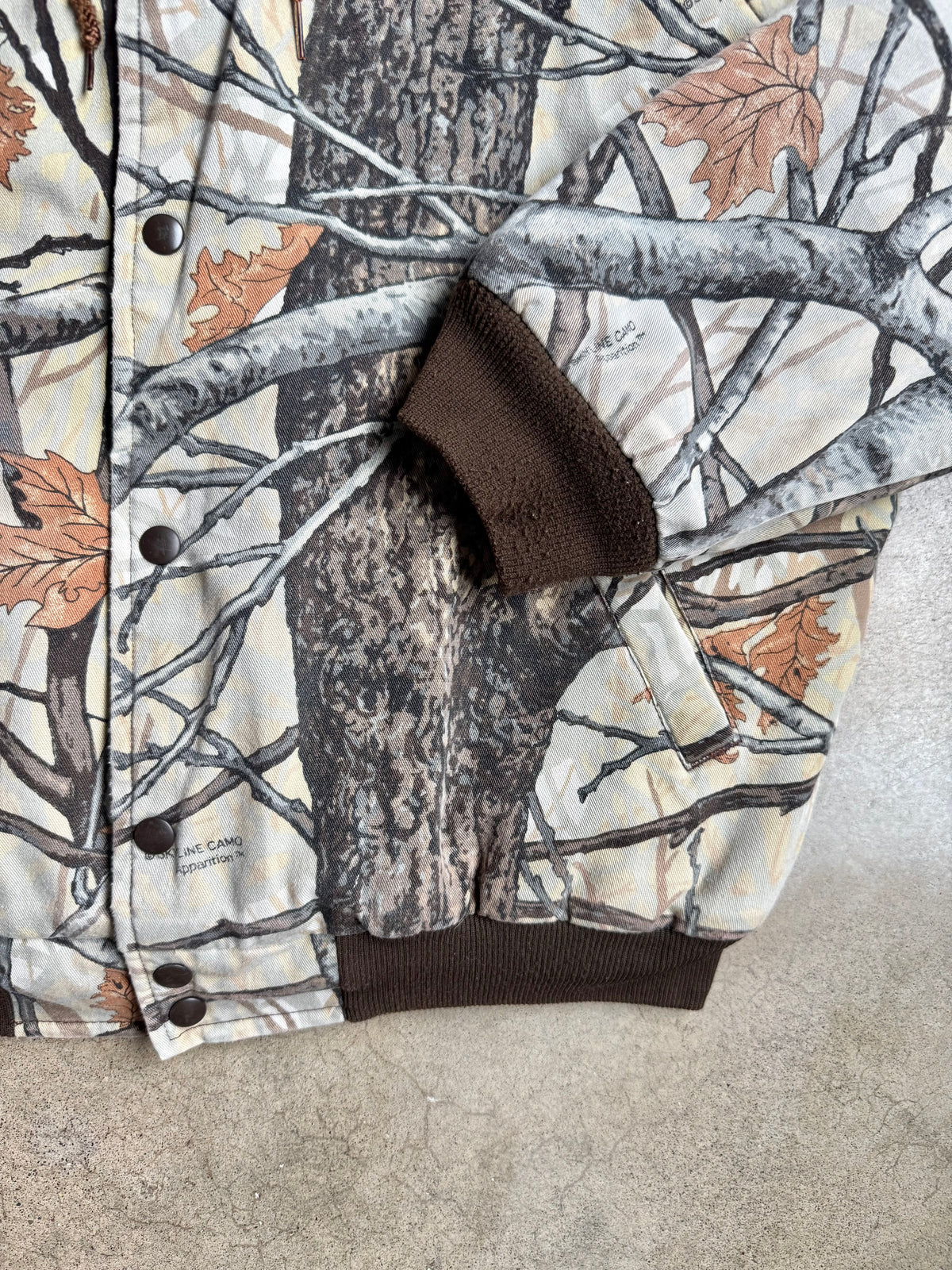 Vintage 1980s Clarkfield Outdoors Fleece Lined Skyline Camo Hunting Jacket | Large