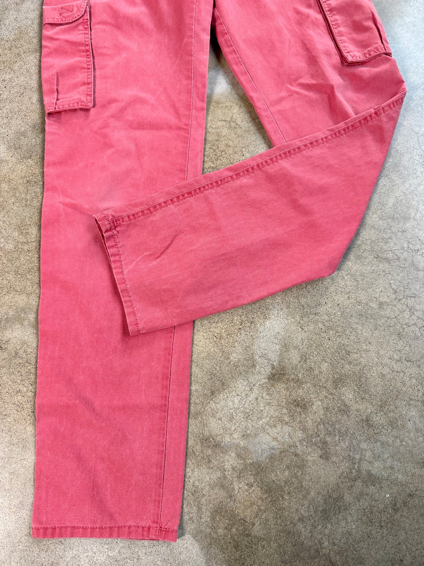 Vintage 1980s WinFox Paris Coral Red High-Waisted Cargo Pants | Waist 30”