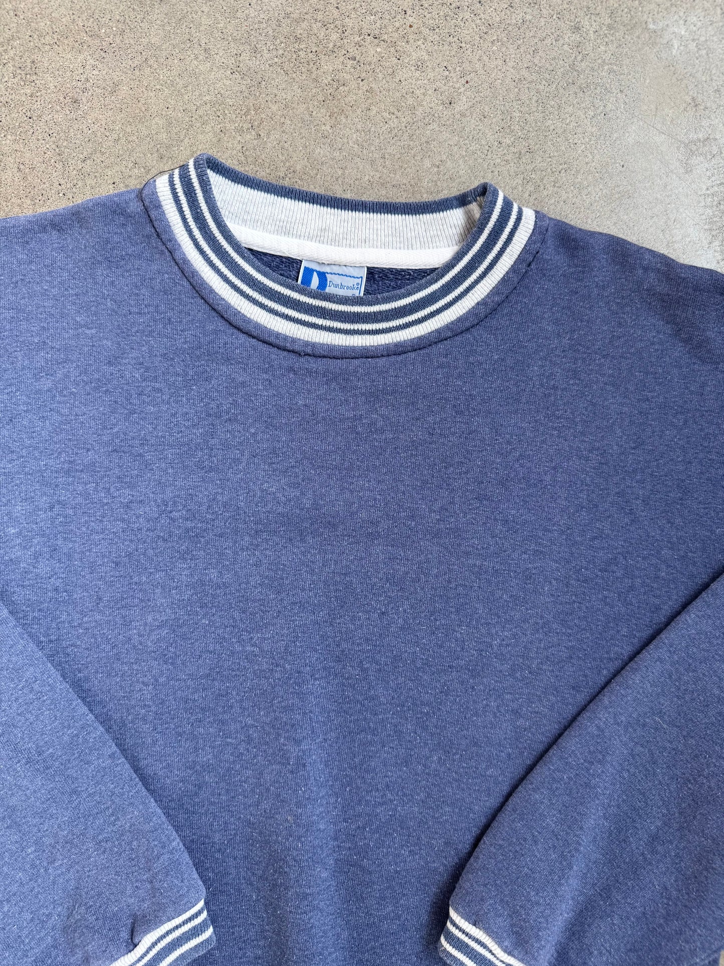 Vintage 1980s Dunbrooke Pla-Jac Blue Striped Crewneck Sweatshirt | Small