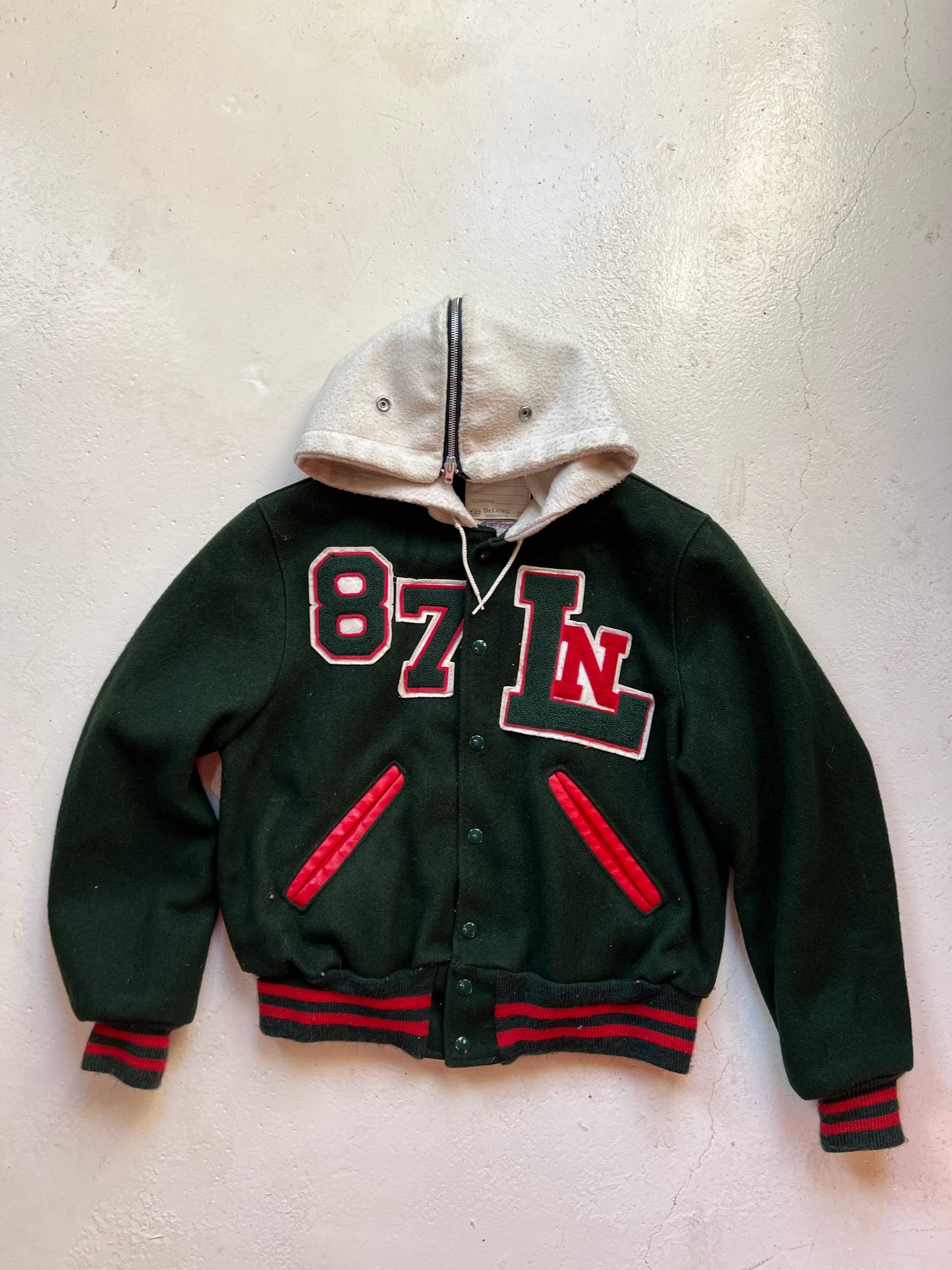 Vintage 1980s Green Wool Varsity Letterman Jacket | S/M