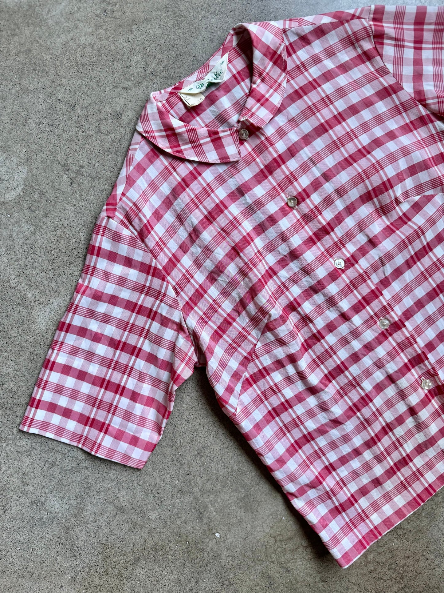 Vintage 1950s Majestic Red & White Plaid Two-Piece Skirt Set | XS
